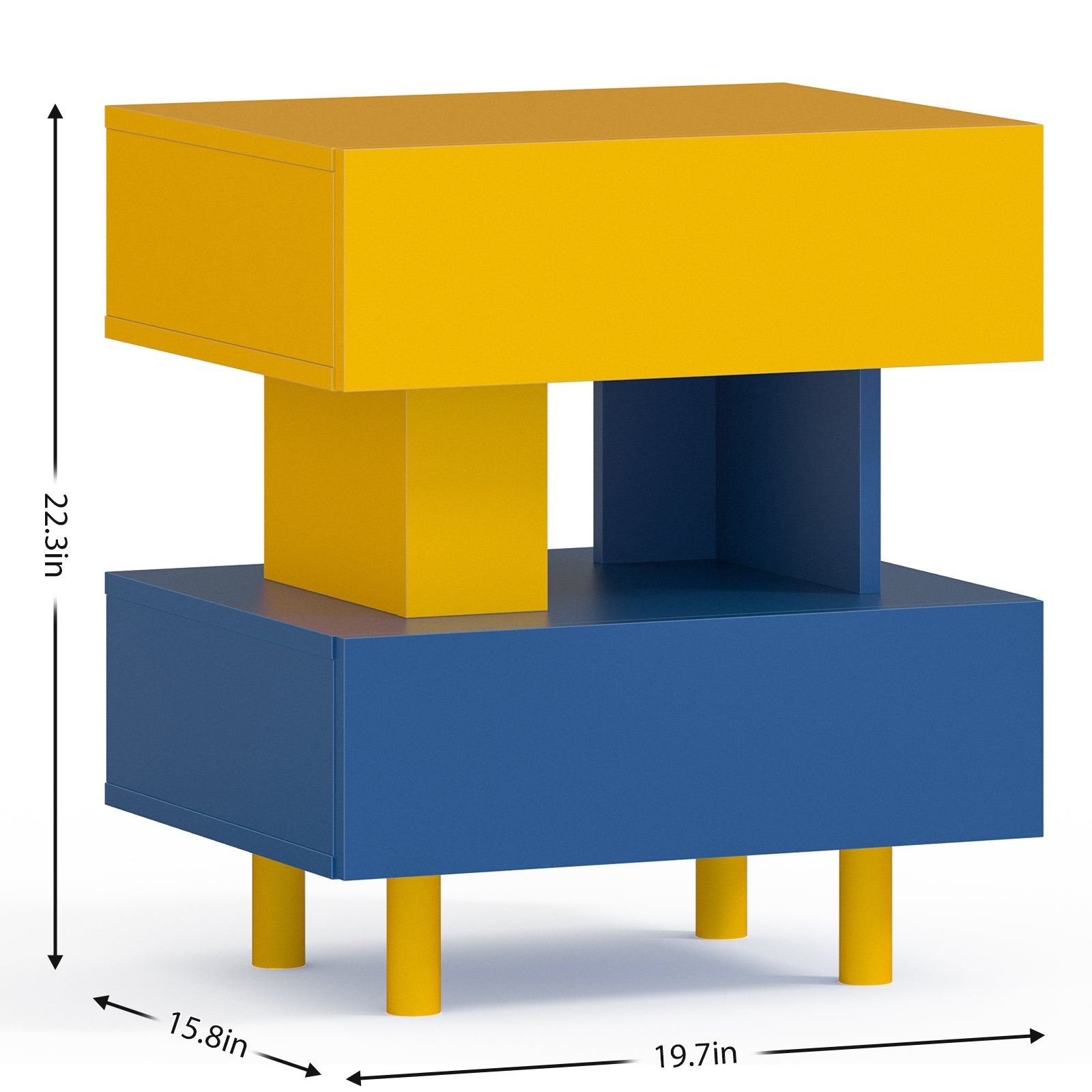 Modern Nightstand w/ Storage - Yellow & Blue-American Furniture Outlet
