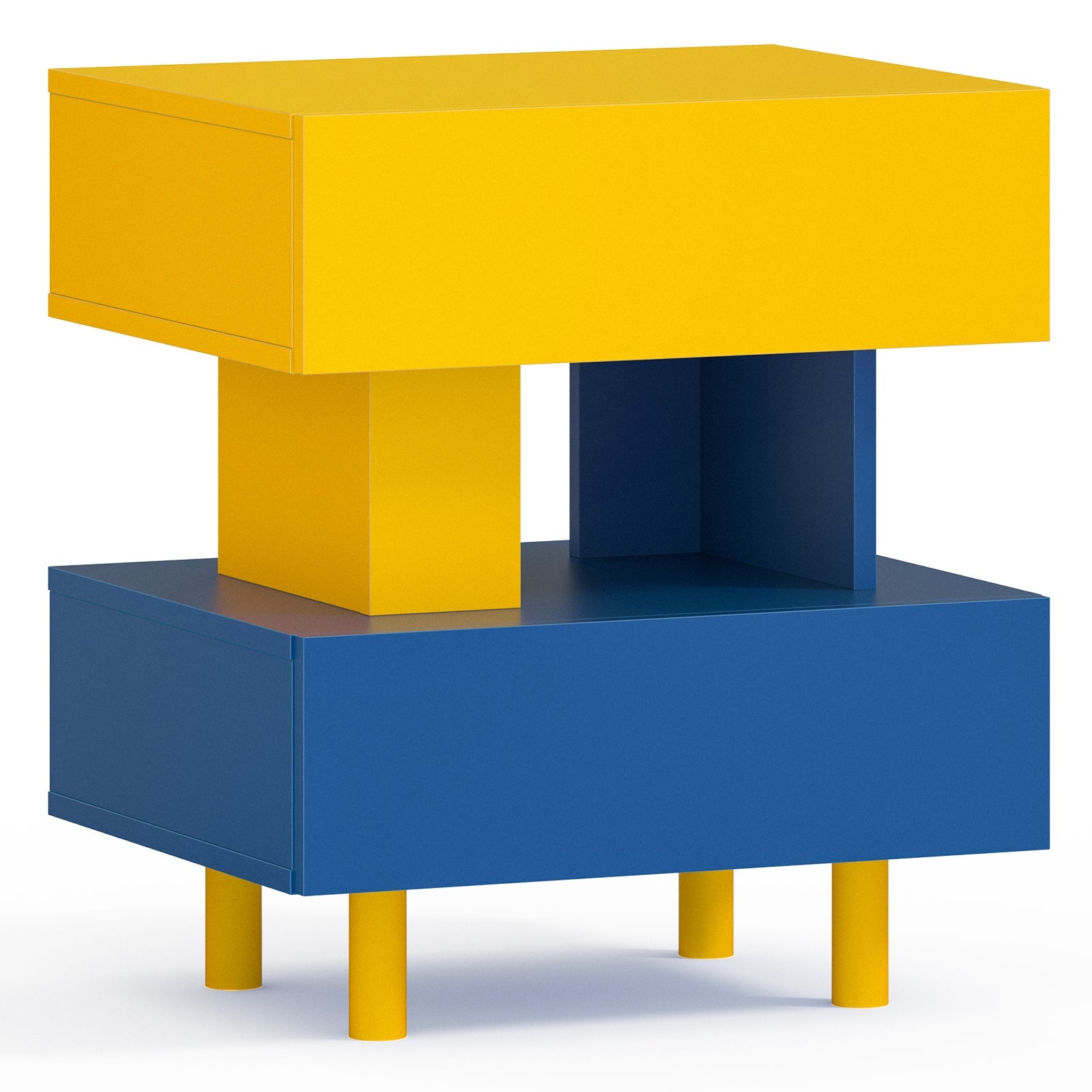 Modern Nightstand w/ Storage - Yellow & Blue-American Furniture Outlet