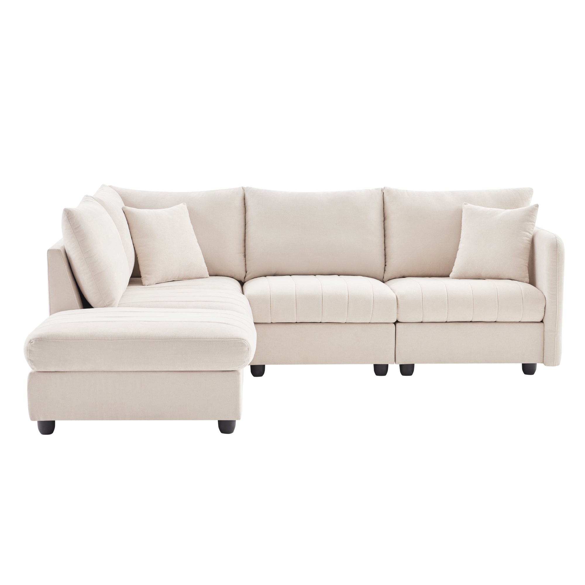 Modern Sectional Sofa with Ottoman | 5-Seat L-Shaped Couch | 3 Colors-American Furniture Outlet -American Furniture Outlet