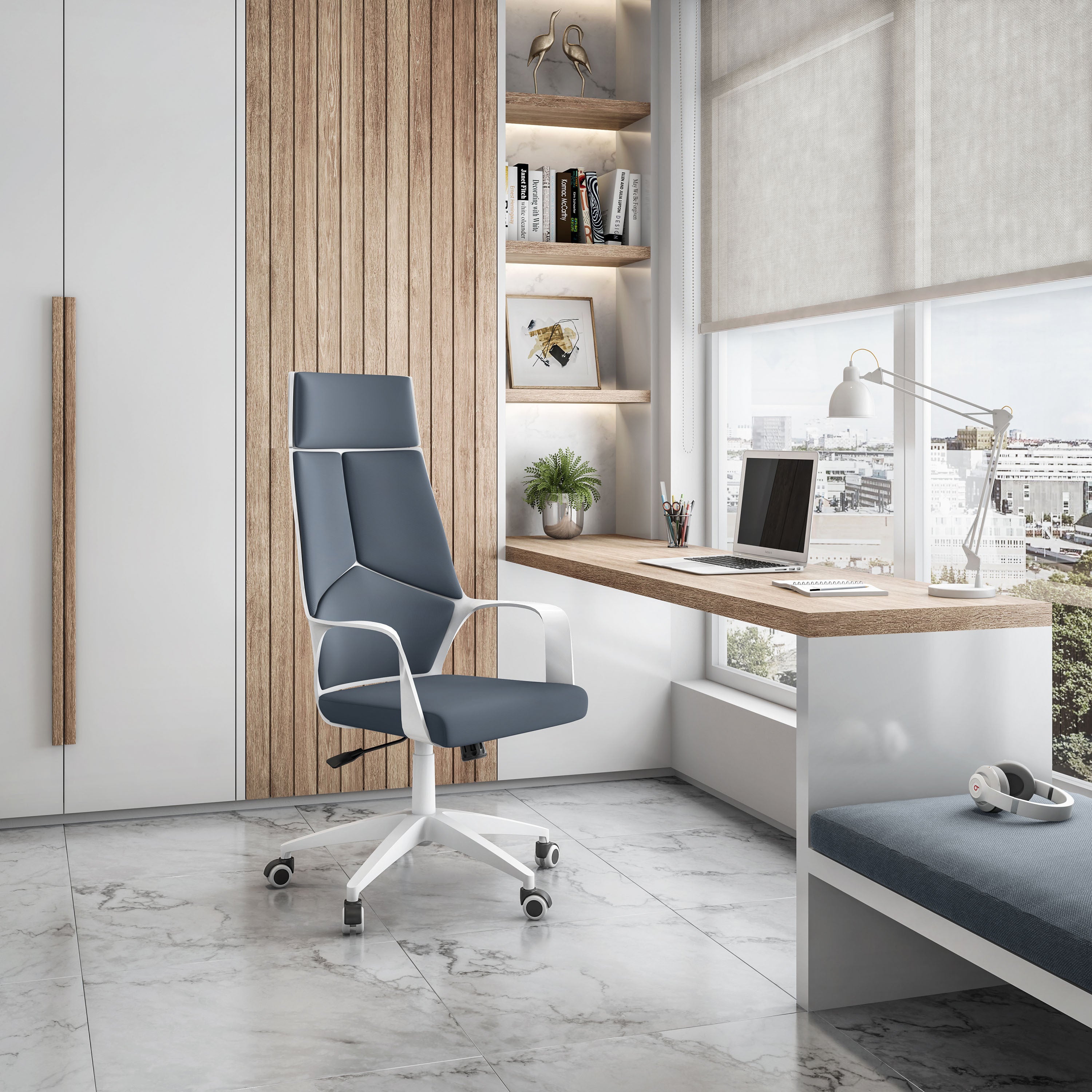 Modern Studio Office Chair - Grey/White-American Furniture Outlet