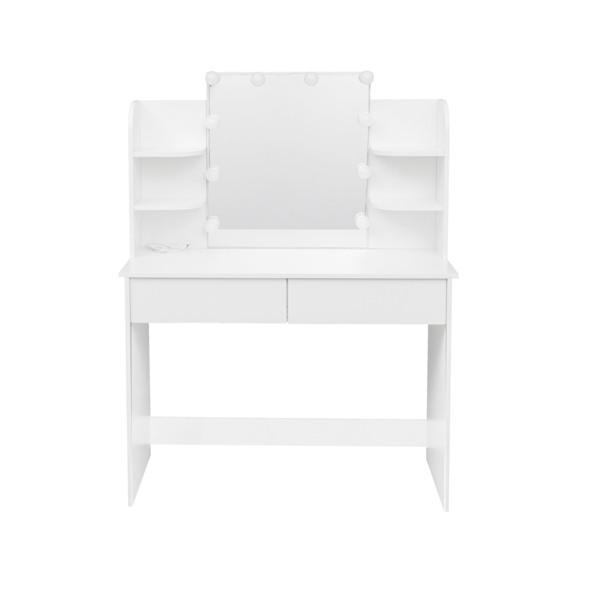 Modern Vanity Desk w/Mirror, 10 Lights, 4 Drawers-American Furniture Outlet