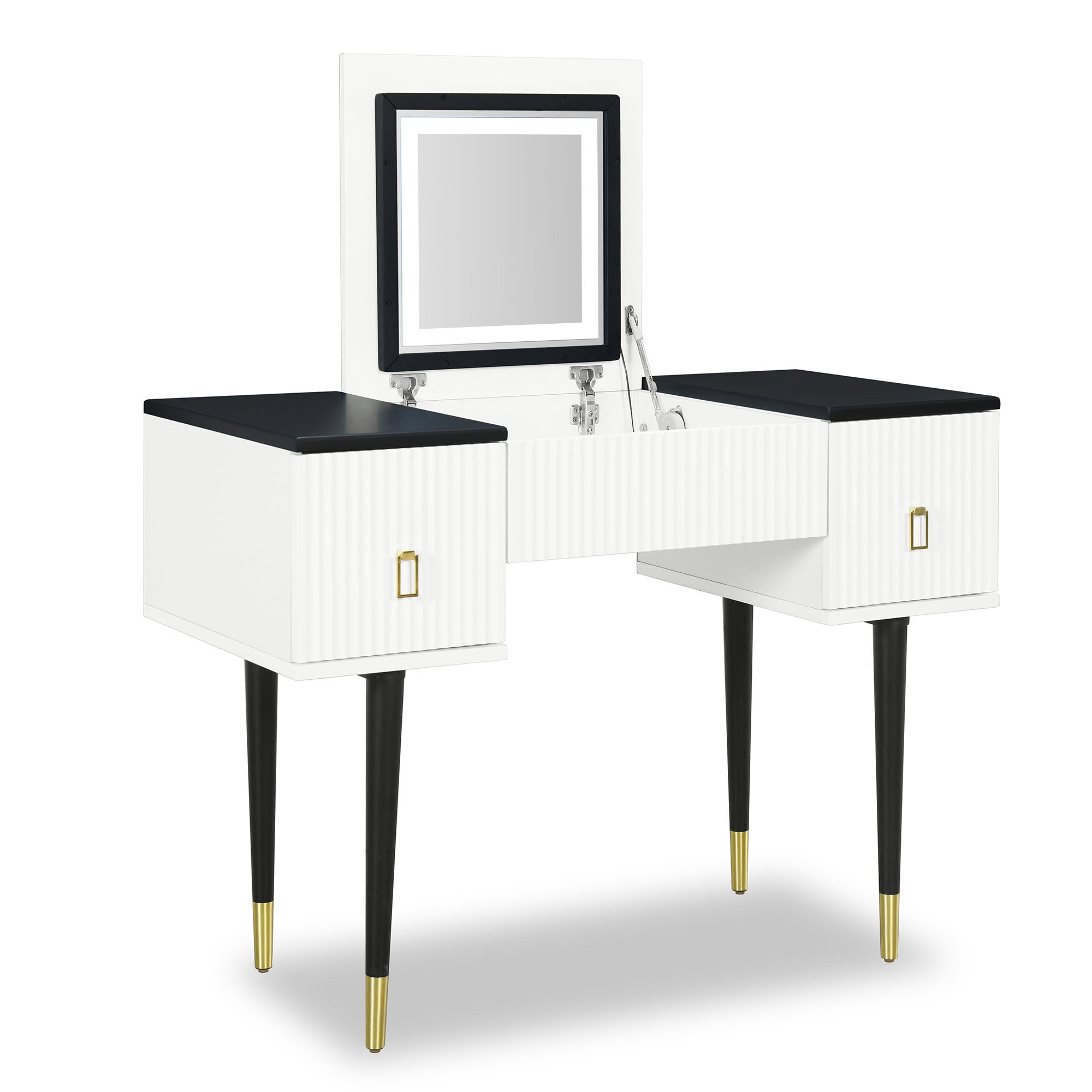 Modern Vanity Set w/ Flip Top Mirror & LED Light-American Furniture Outlet