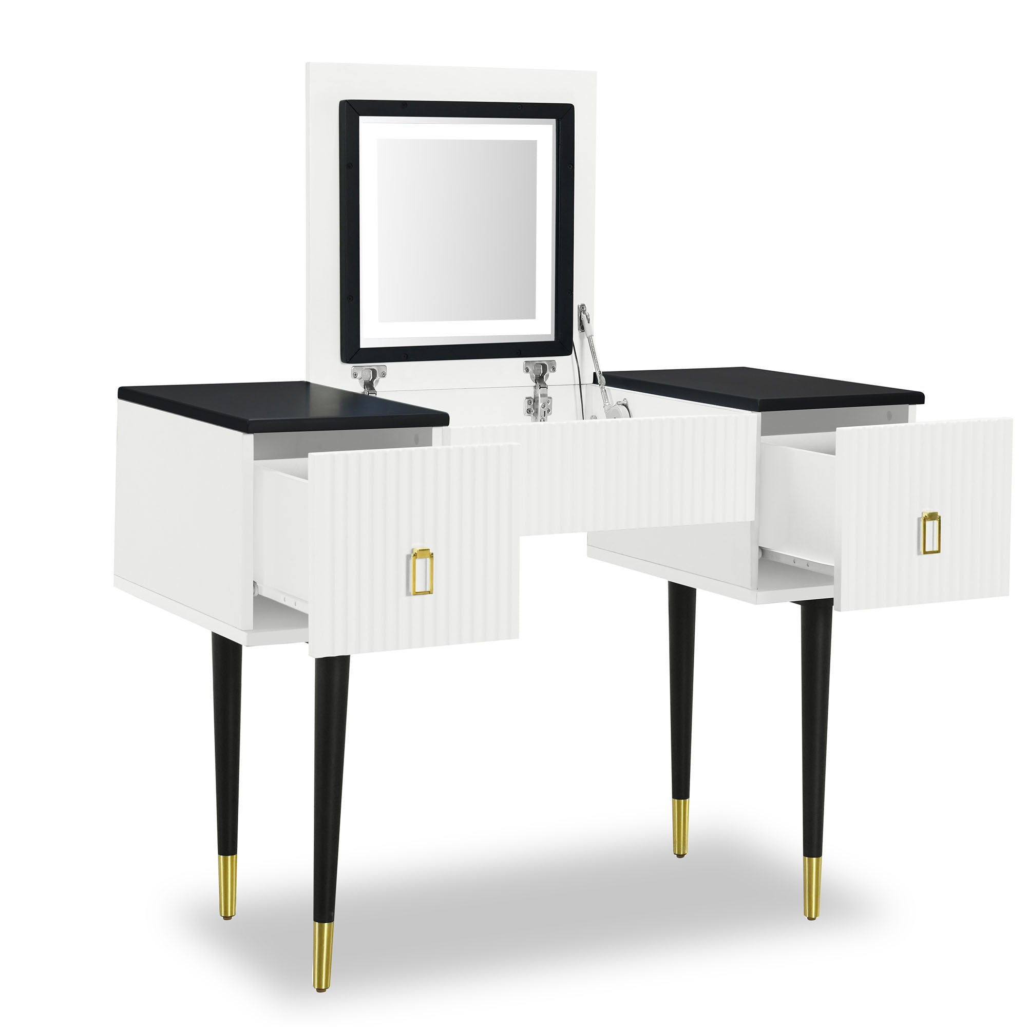 Modern Vanity Set w/ Flip Top Mirror & LED Light-American Furniture Outlet