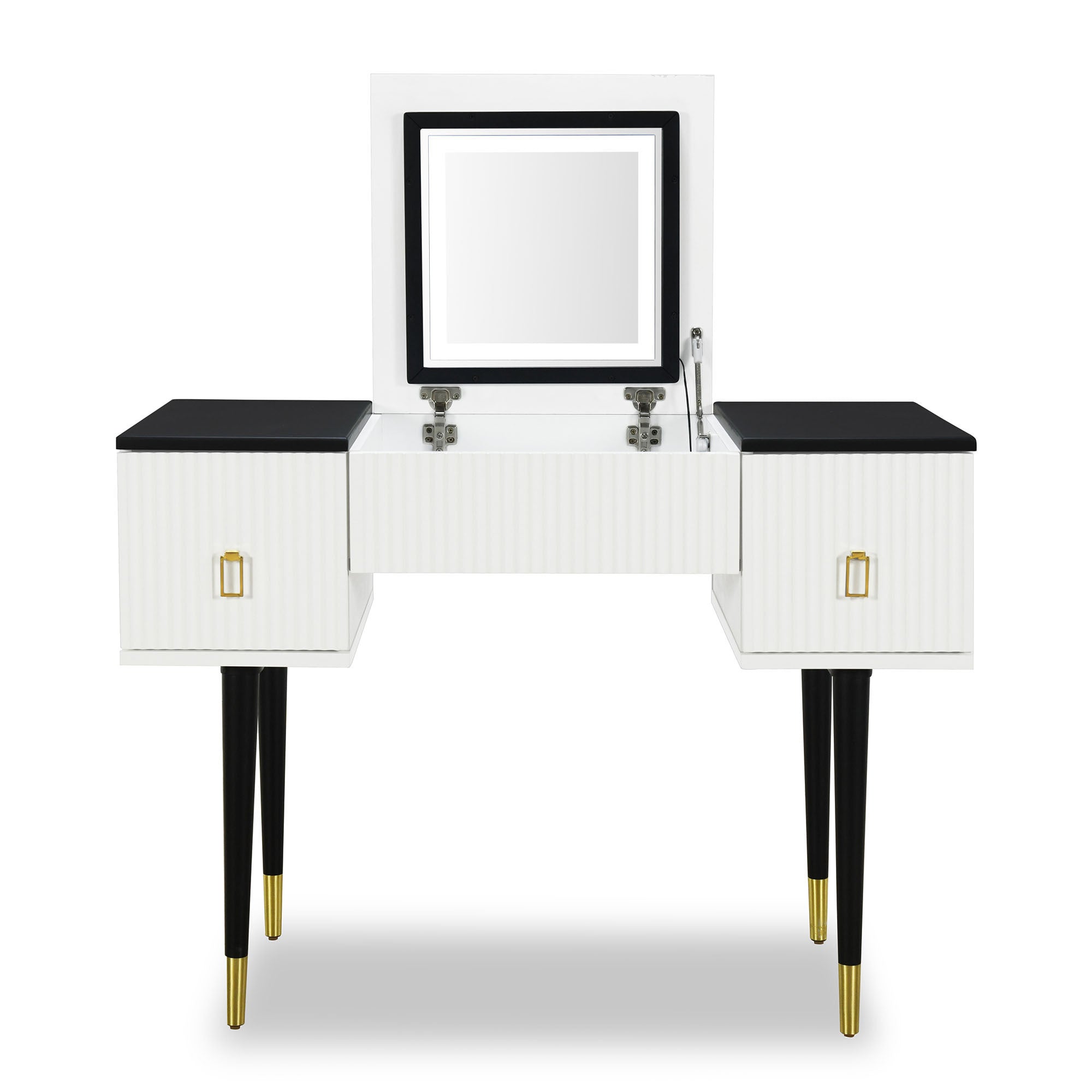 Modern Vanity Set w/ Flip Top Mirror & LED Light-American Furniture Outlet