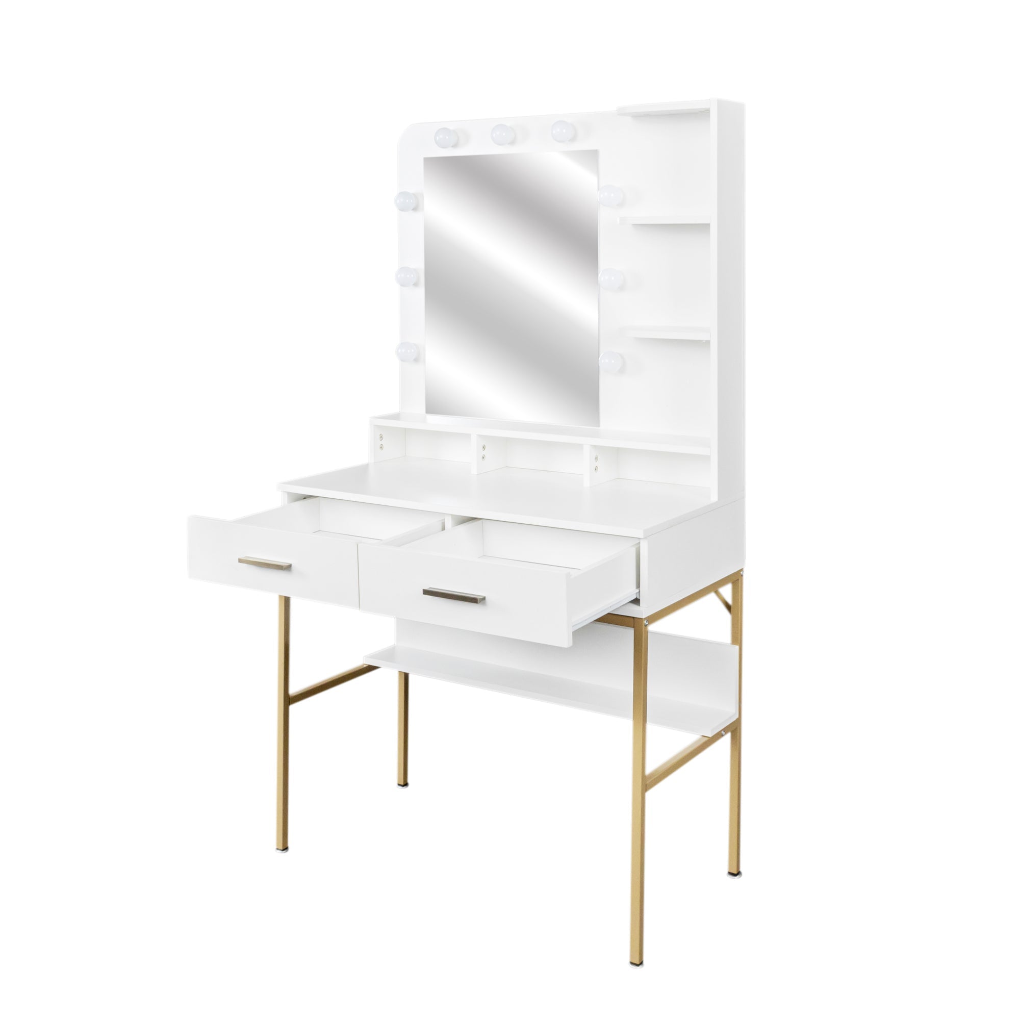 Modern Vanity w/ Stool, LED Mirror - [Your Brand]-American Furniture Outlet