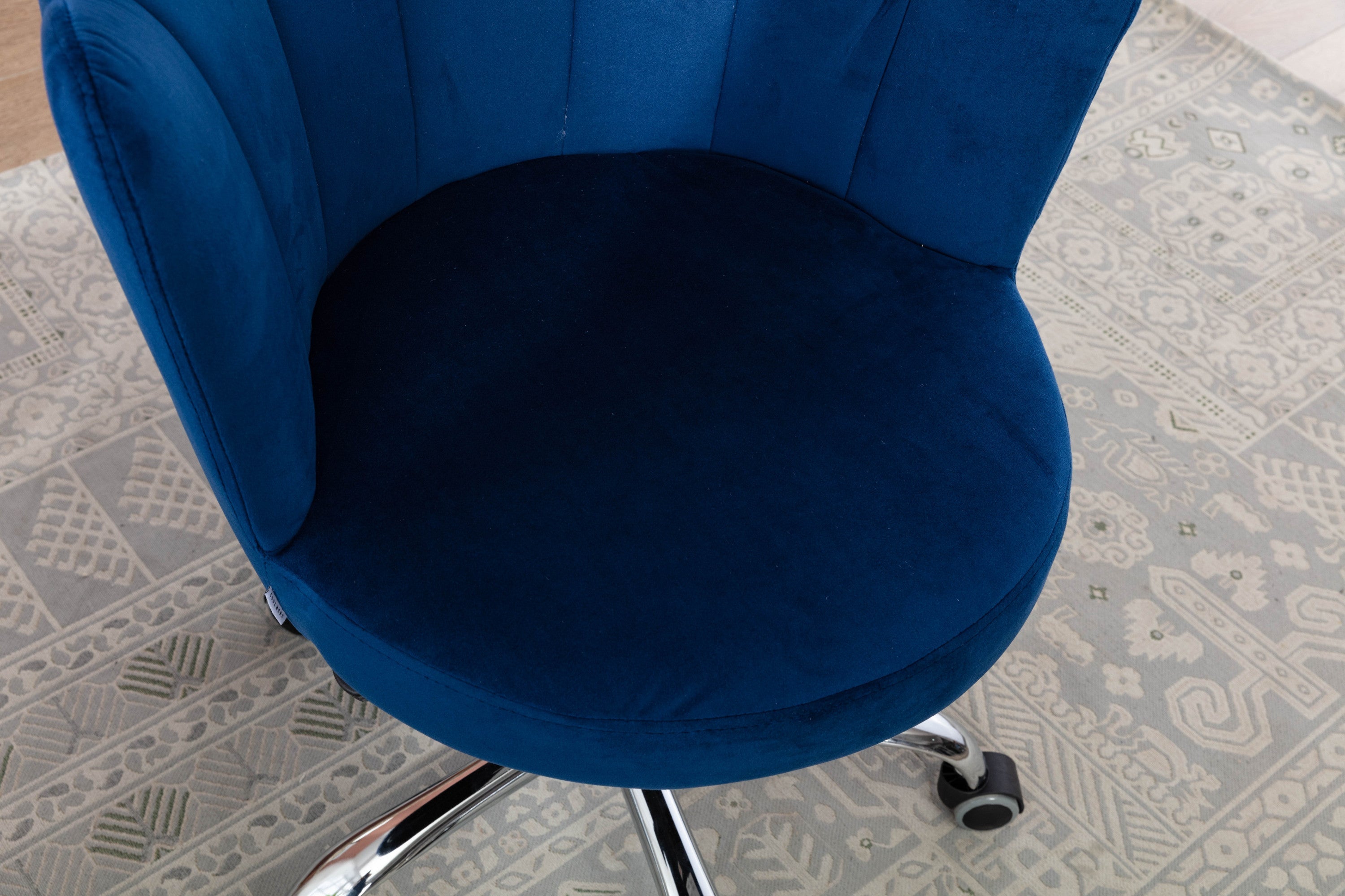 Modern Velvet Home Office Chair, Silver Base- Navy-American Furniture Outlet