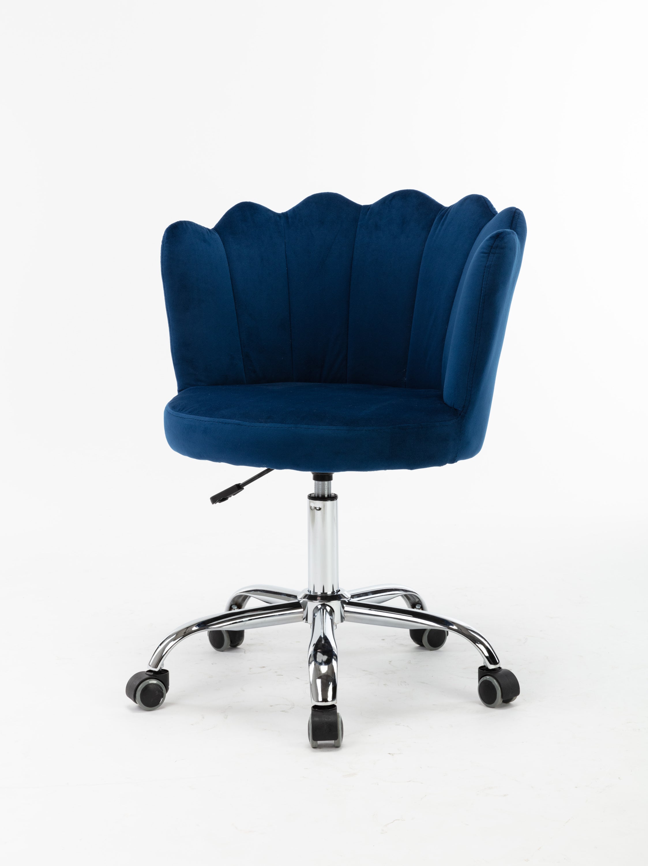 Modern Velvet Home Office Chair, Silver Base- Navy-American Furniture Outlet