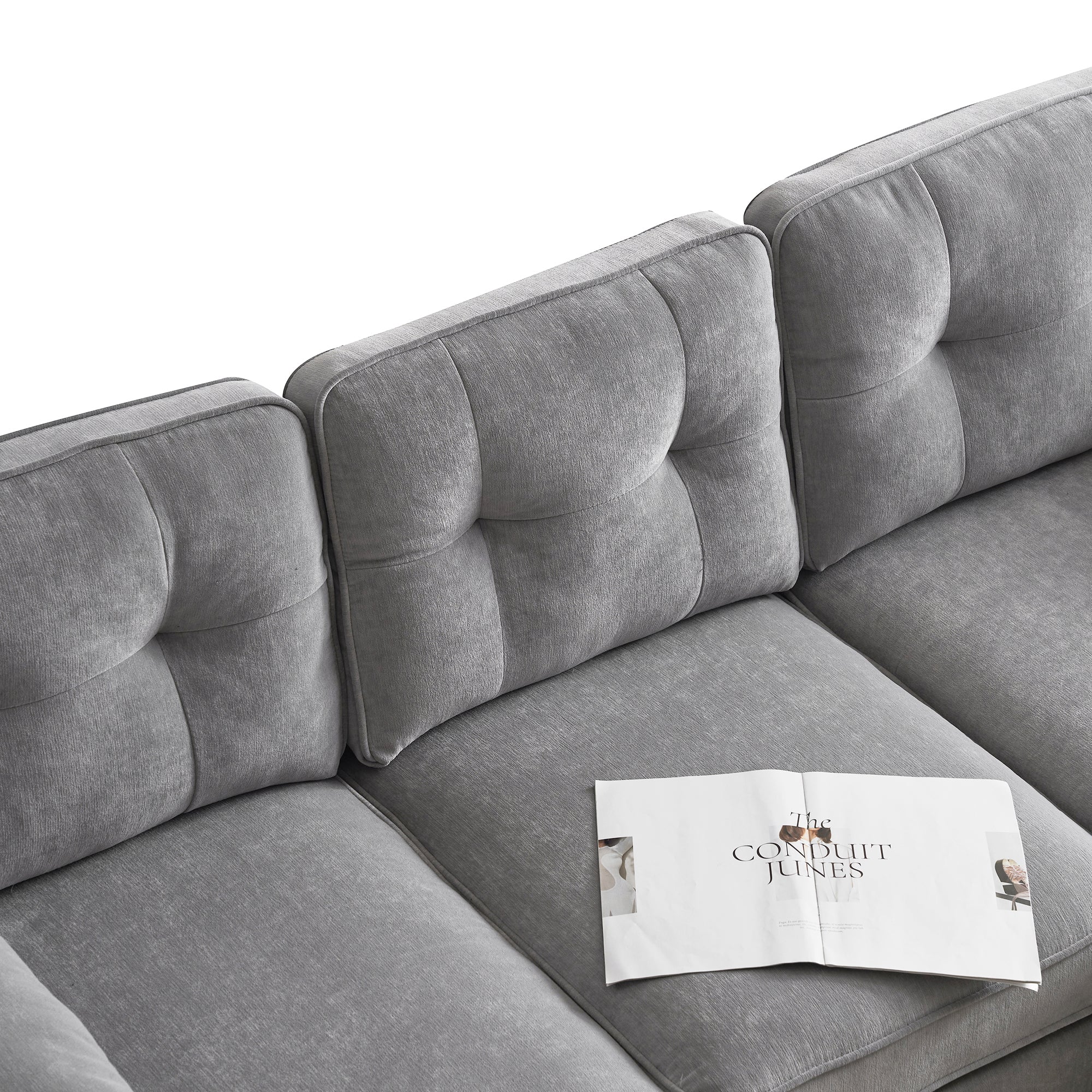 Modern Velvet L-Shaped Sectional Sofas for Living Room, Bedroom | Light Grey | Stylish and Comfortable Addition to Your Home Decor-American Furniture Outlet -American Furniture Outlet