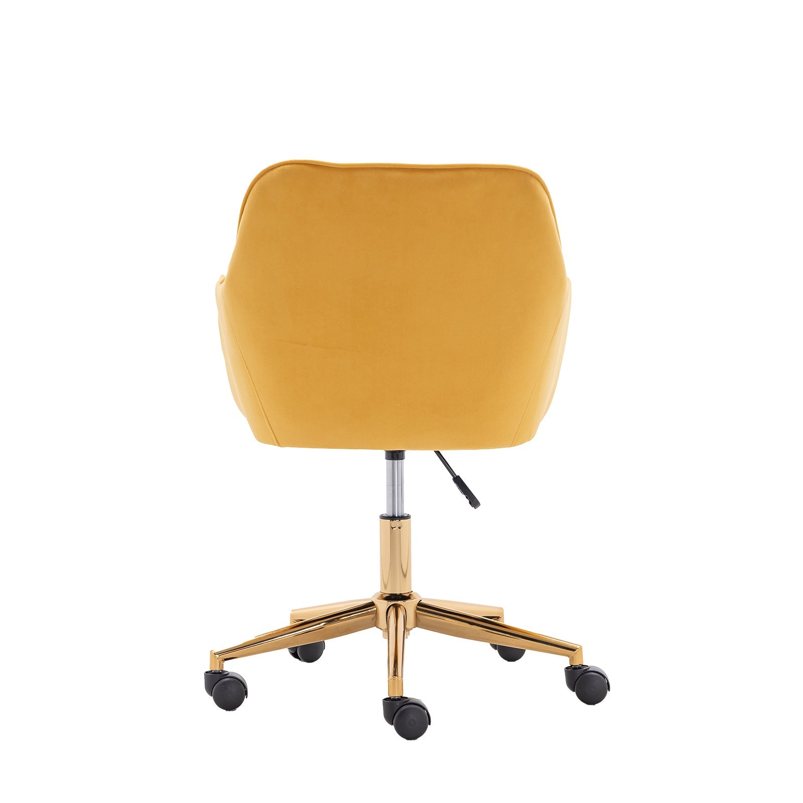 Modern Velvet Office Chair with Gold Metal Legs - Yellow-American Furniture Outlet