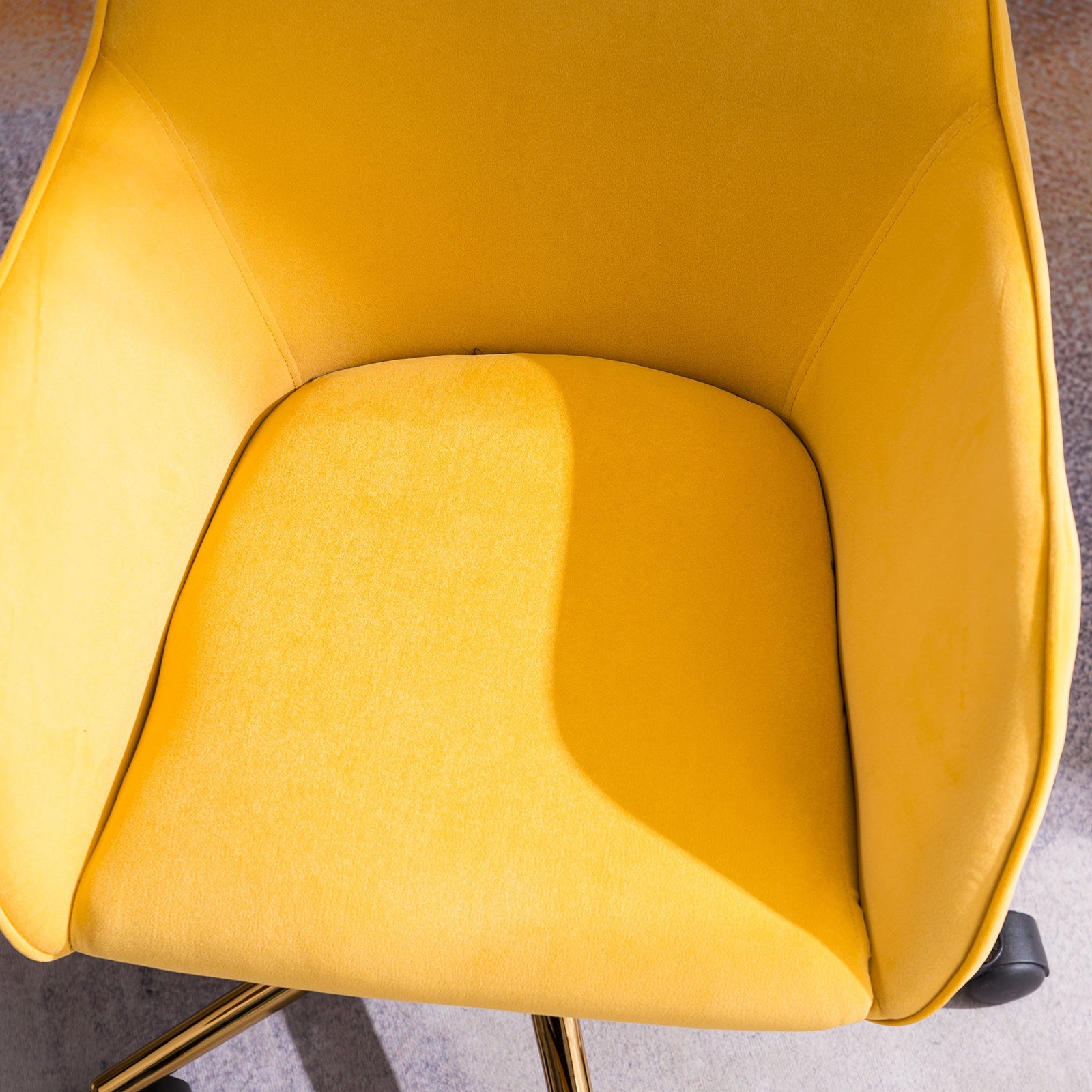 Modern Velvet Office Chair with Gold Metal Legs - Yellow-American Furniture Outlet