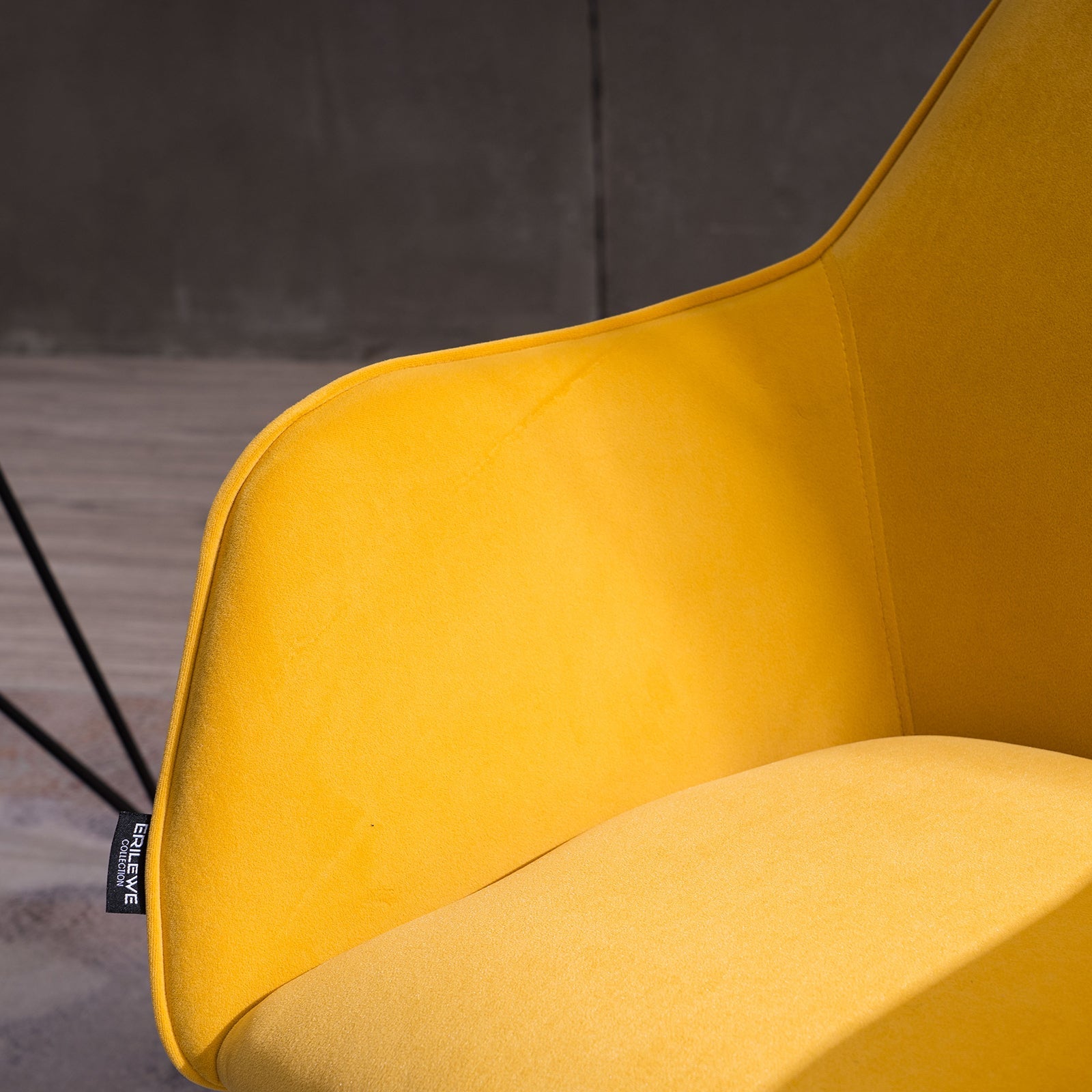 Modern Velvet Office Chair with Gold Metal Legs - Yellow-American Furniture Outlet