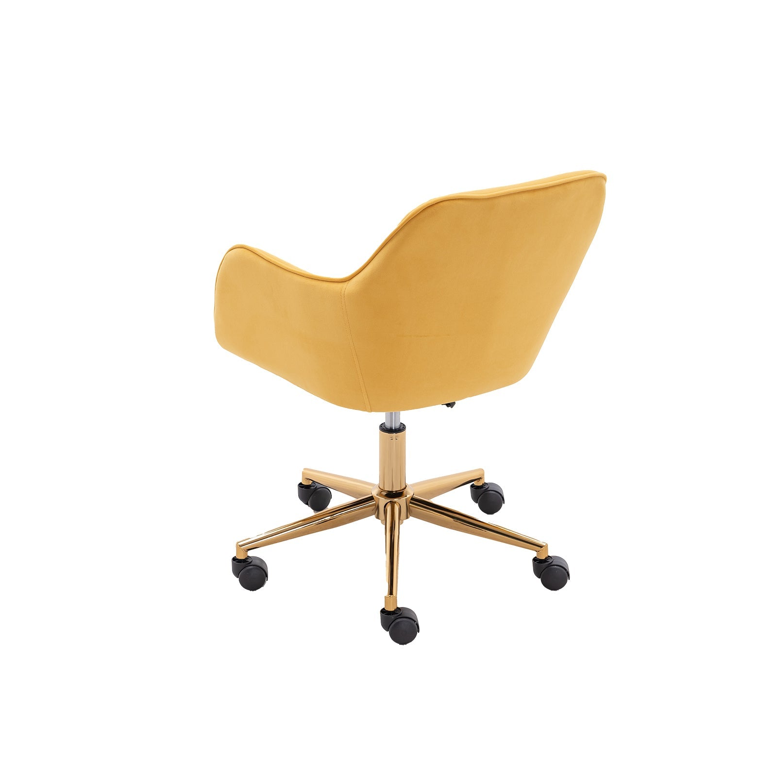 Modern Velvet Office Chair with Gold Metal Legs - Yellow-American Furniture Outlet