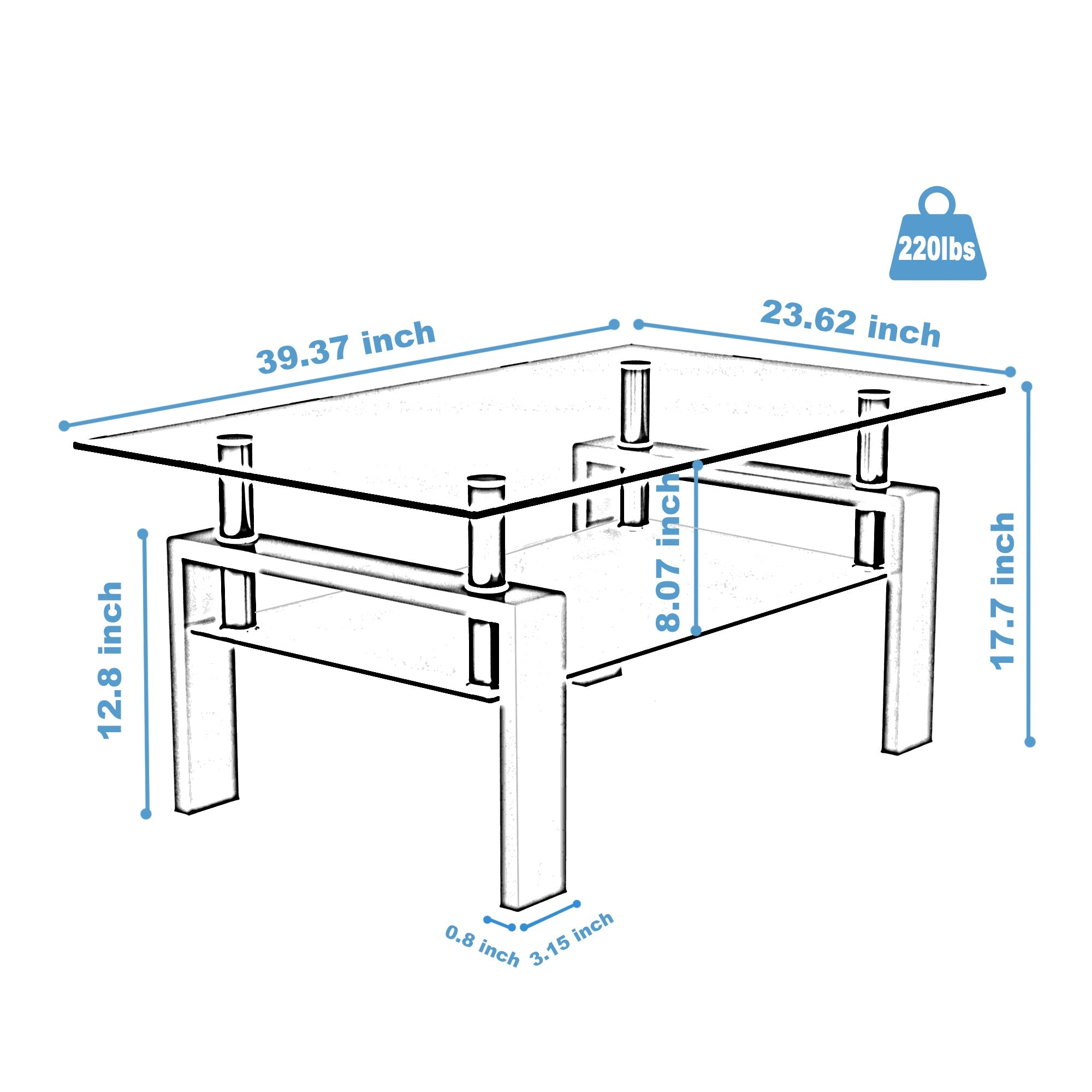 Modern White Glass Coffee Table-American Furniture Outlet