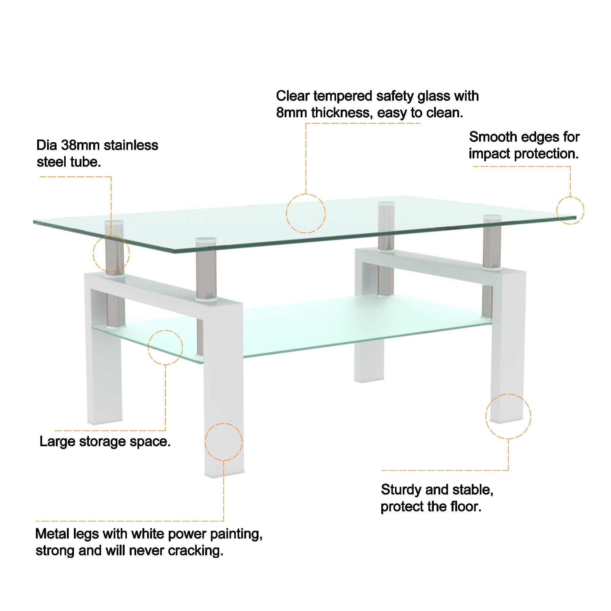 Modern White Glass Coffee Table-American Furniture Outlet