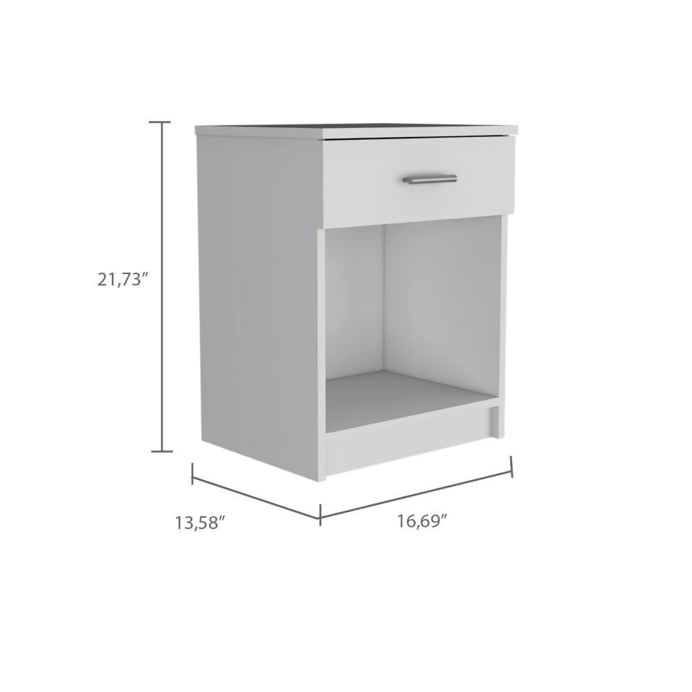 Modern White Nightstand w/ Drawer & Shelf - 21"-American Furniture Outlet