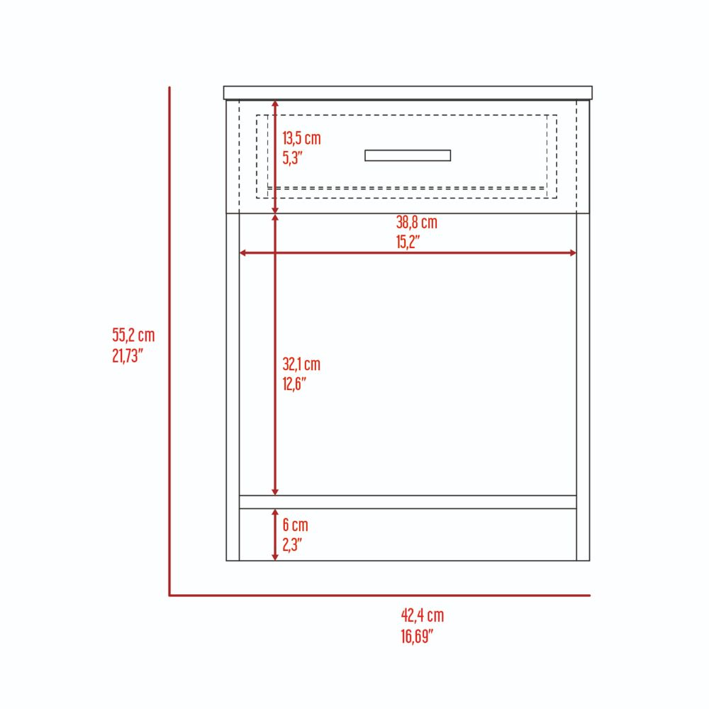 Modern White Nightstand w/ Drawer & Shelf - 21"-American Furniture Outlet