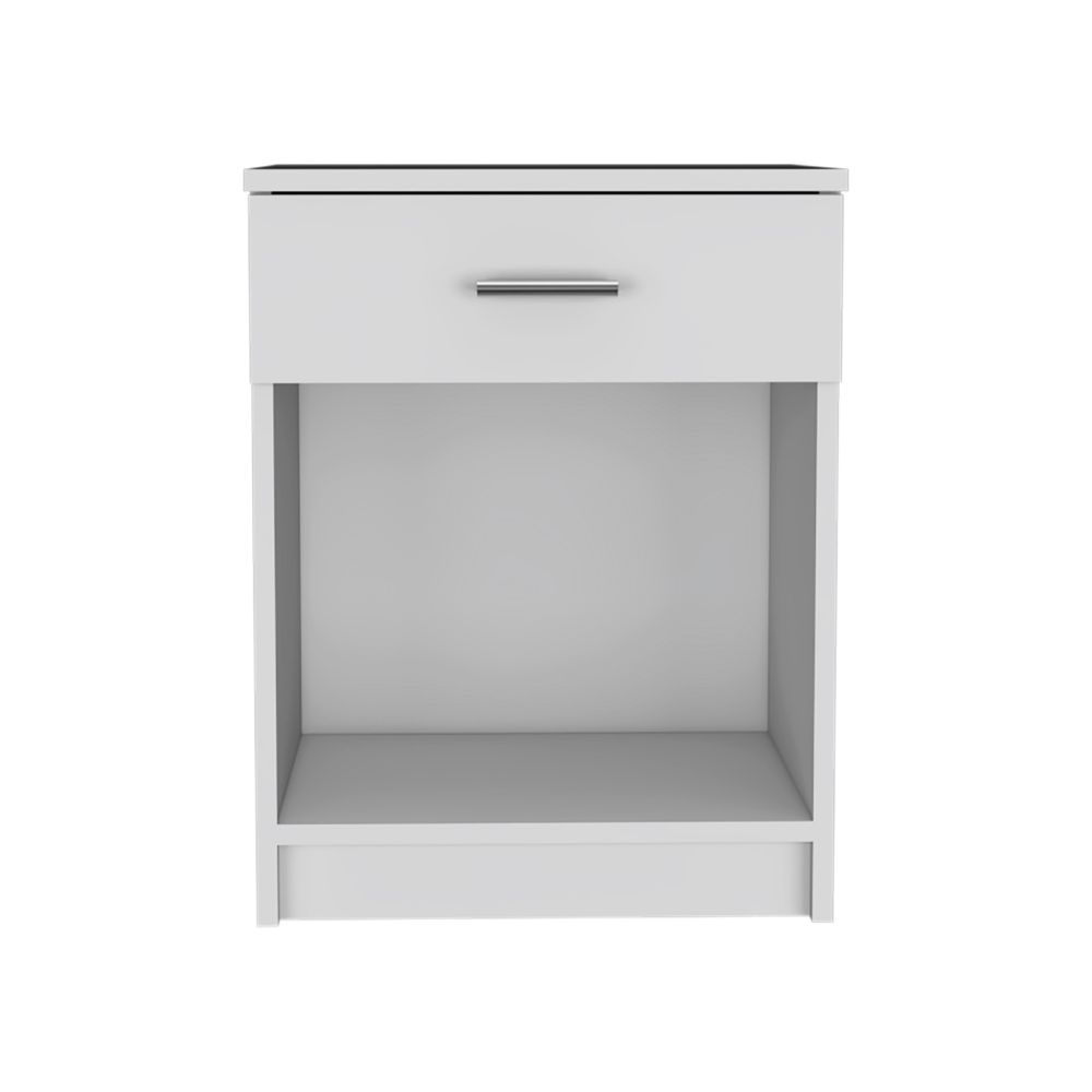 Modern White Nightstand w/ Drawer & Shelf - 21"-American Furniture Outlet