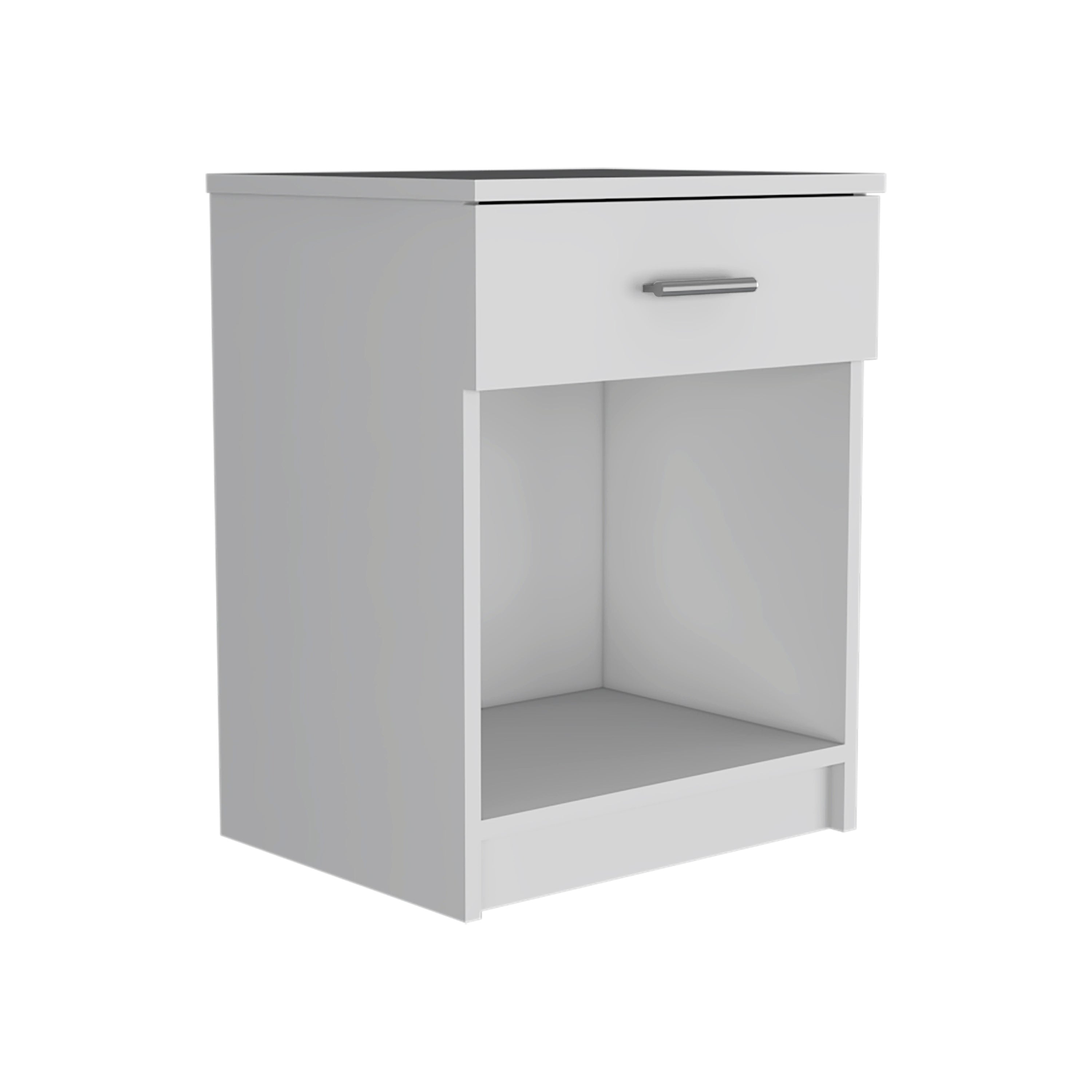 Modern White Nightstand w/ Drawer & Shelf - 21"-American Furniture Outlet