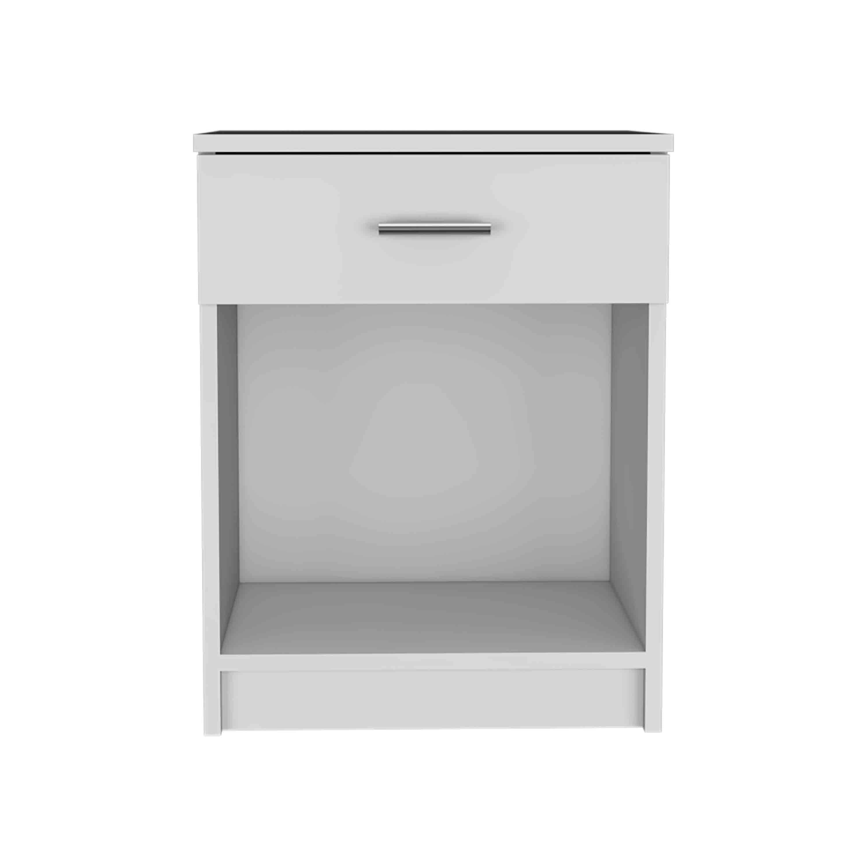 Modern White Nightstand w/ Drawer & Shelf-American Furniture Outlet