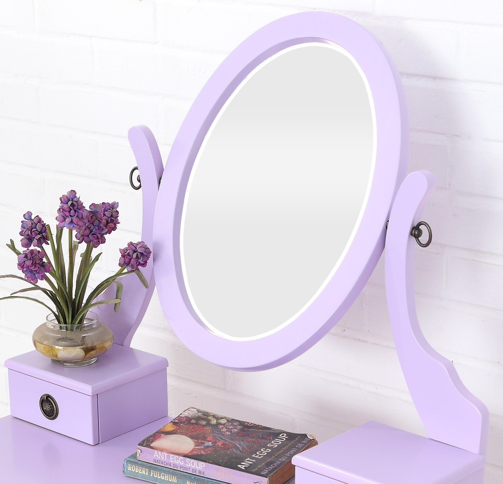 Moniya Makeup Vanity Table & Stool Set - Purple-American Furniture Outlet