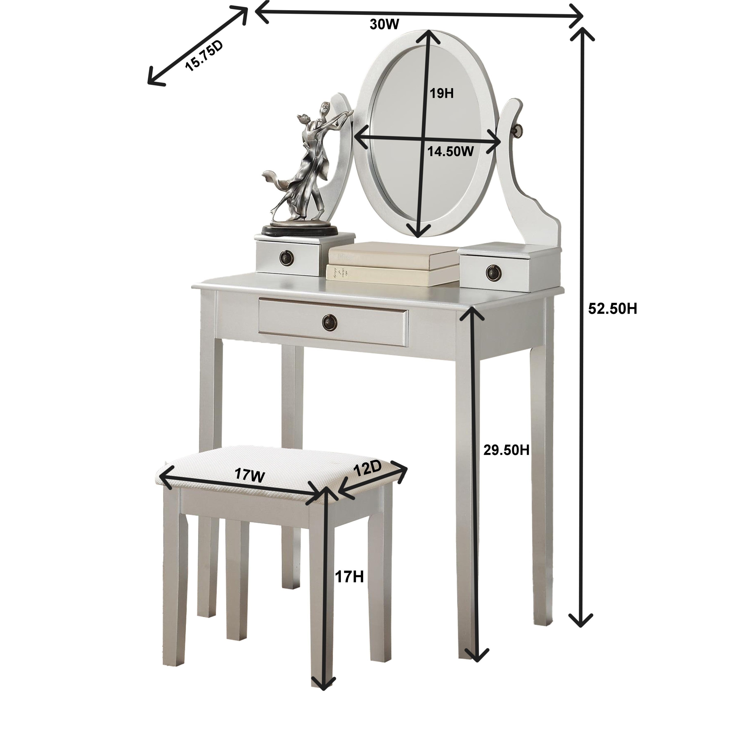 Moniya Makeup Vanity Table & Stool Set - Purple-American Furniture Outlet