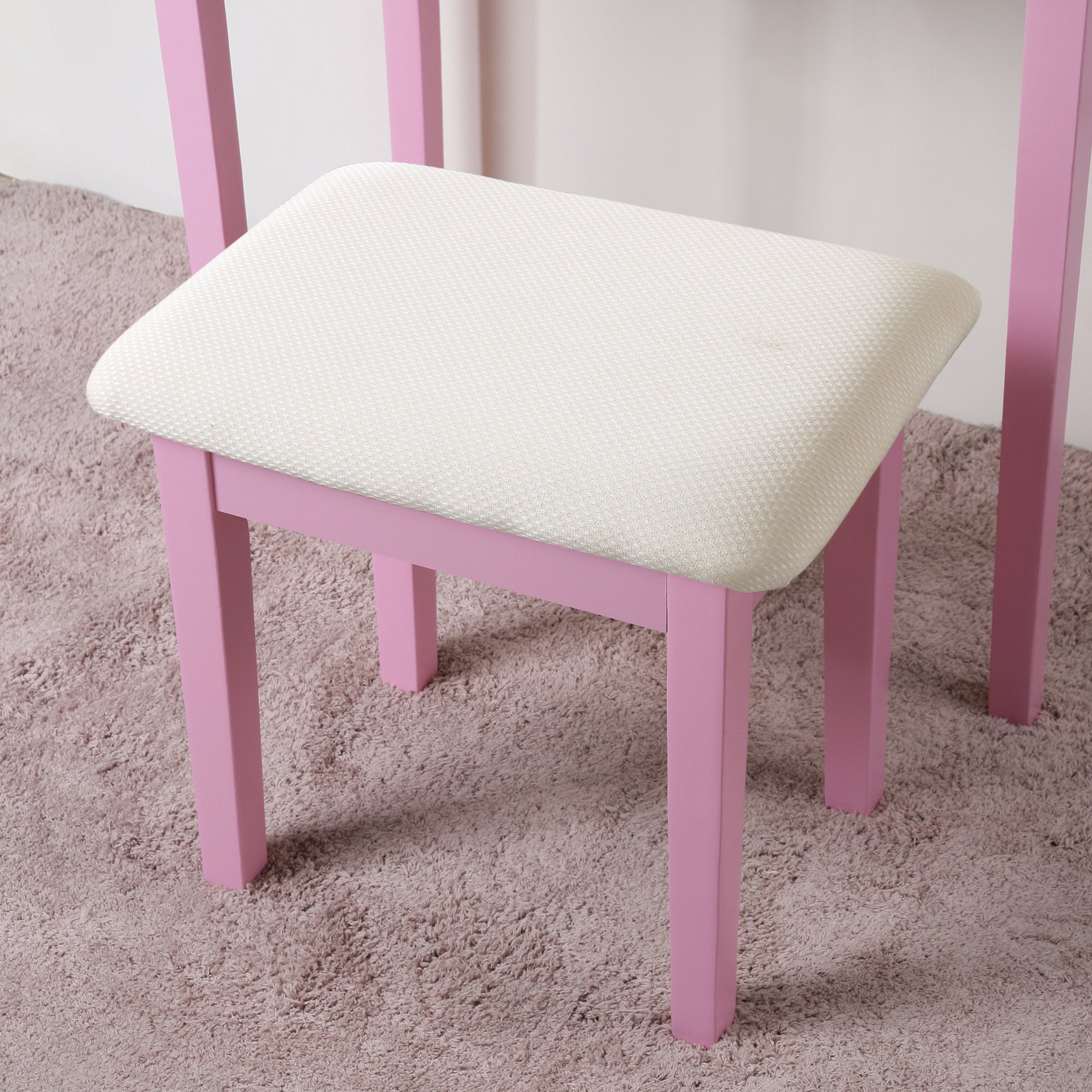 Moniya Pink Vanity Set w/ Stool | Makeup Table & Mirror-American Furniture Outlet