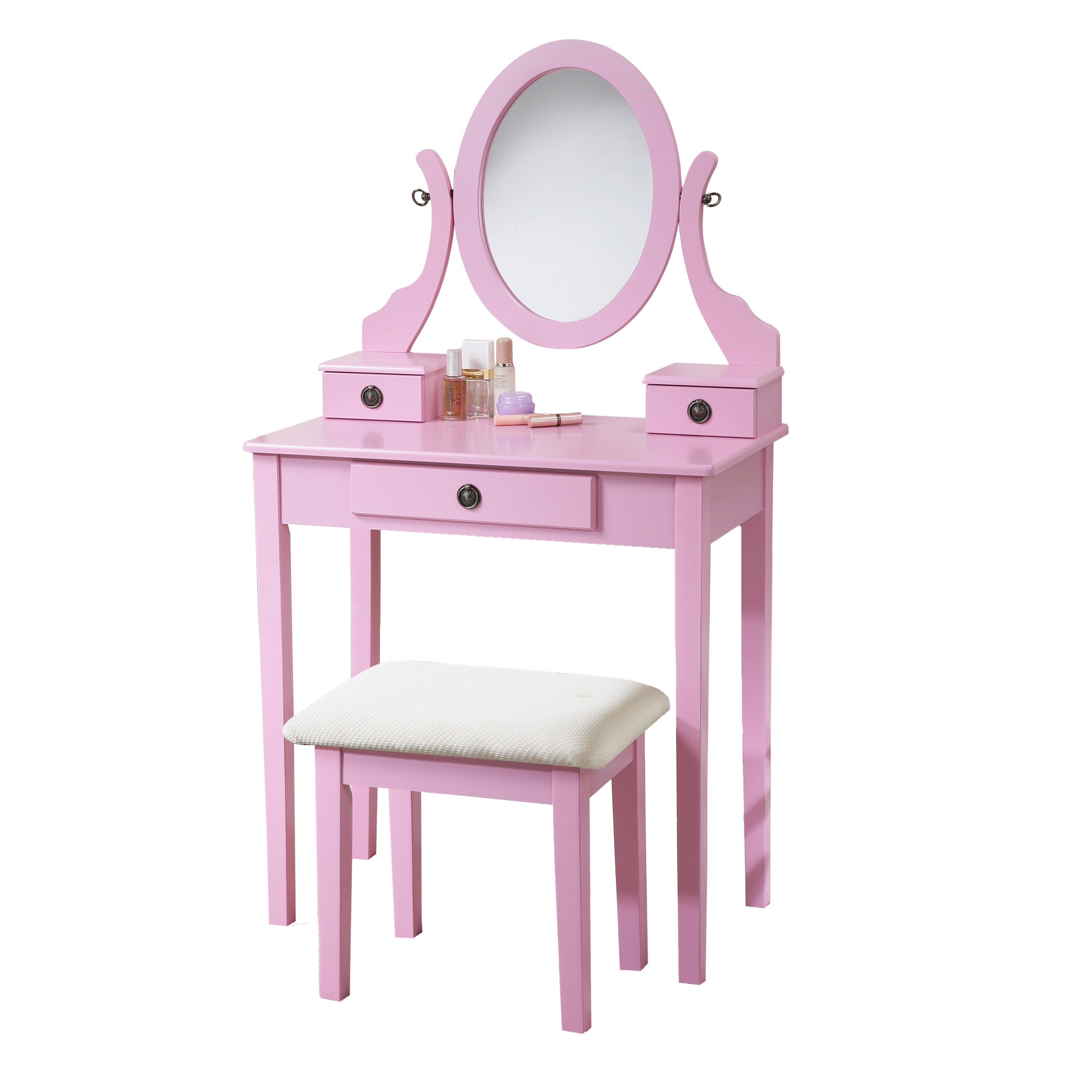 Moniya Pink Vanity Set w/ Stool | Makeup Table & Mirror-American Furniture Outlet