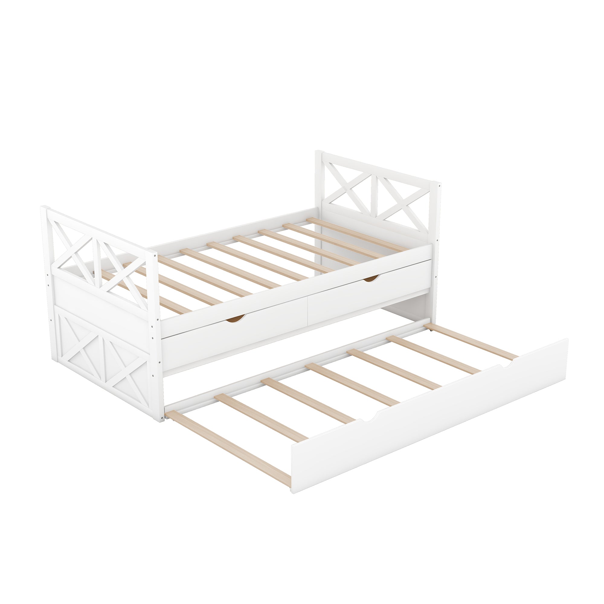 Multifunctional Daybed w/ Drawers & Trundle - White-American Furniture Outlet