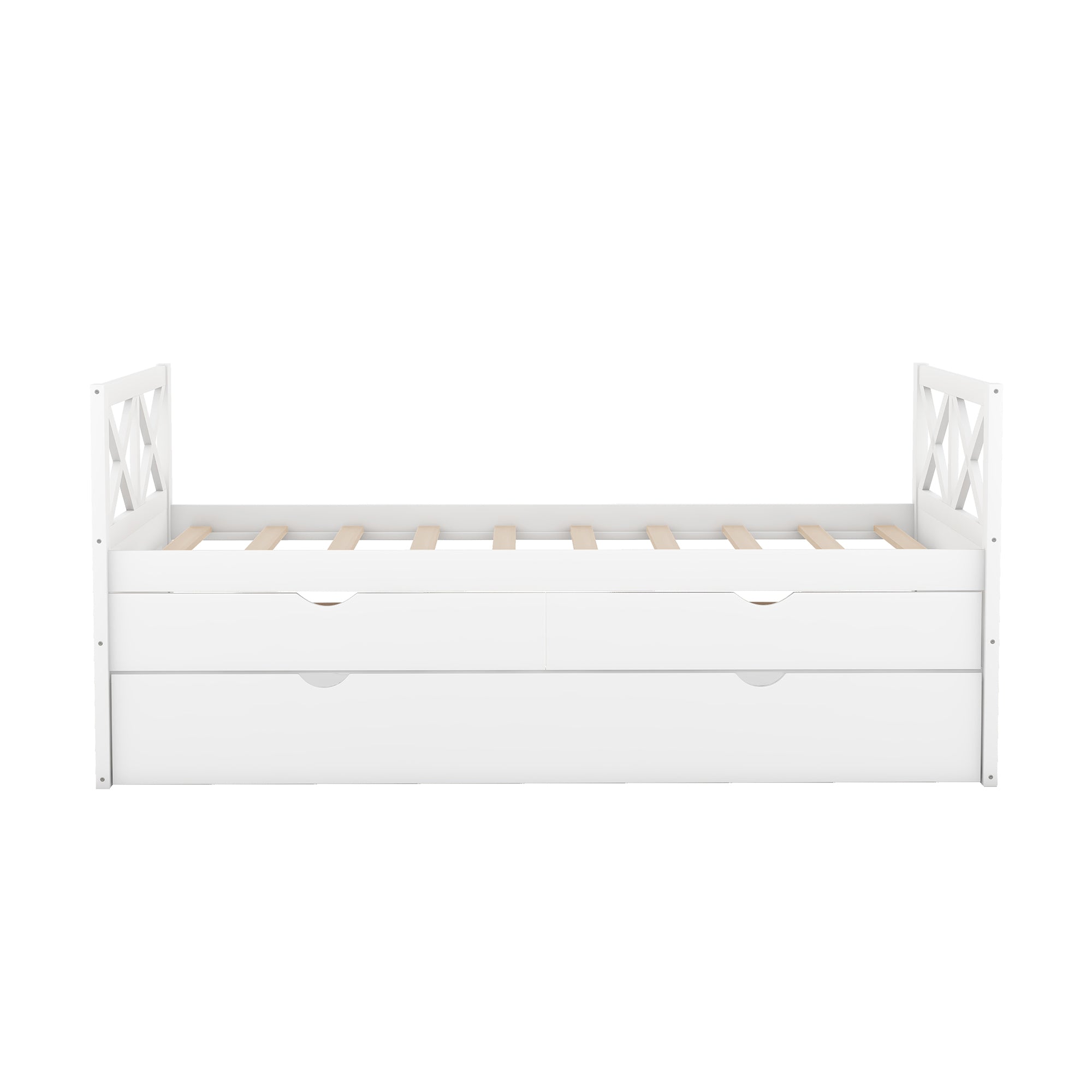 Multifunctional Daybed w/ Drawers & Trundle - White-American Furniture Outlet