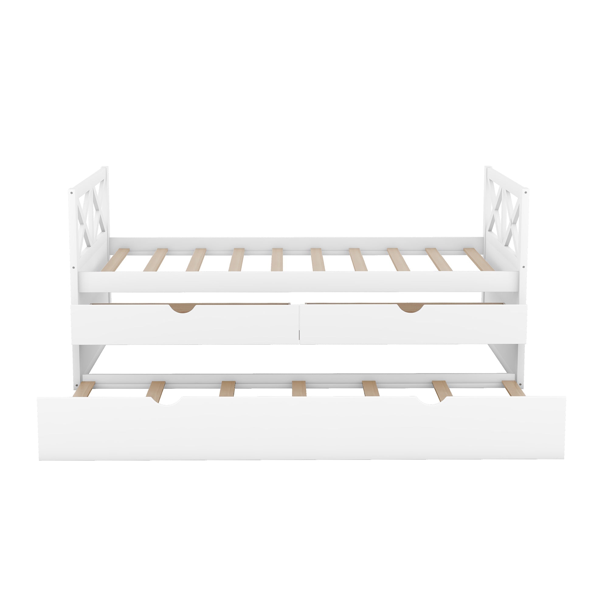 Multifunctional Daybed w/ Drawers & Trundle - White-American Furniture Outlet