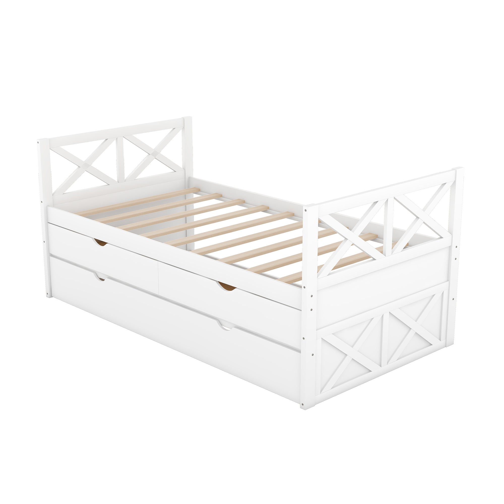 Multifunctional Daybed w/ Drawers & Trundle - White-American Furniture Outlet