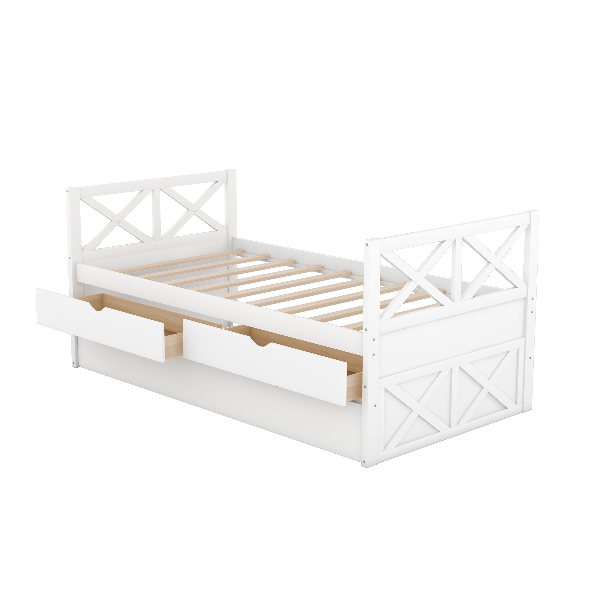 Multifunctional Daybed w/ Drawers & Trundle - White-American Furniture Outlet