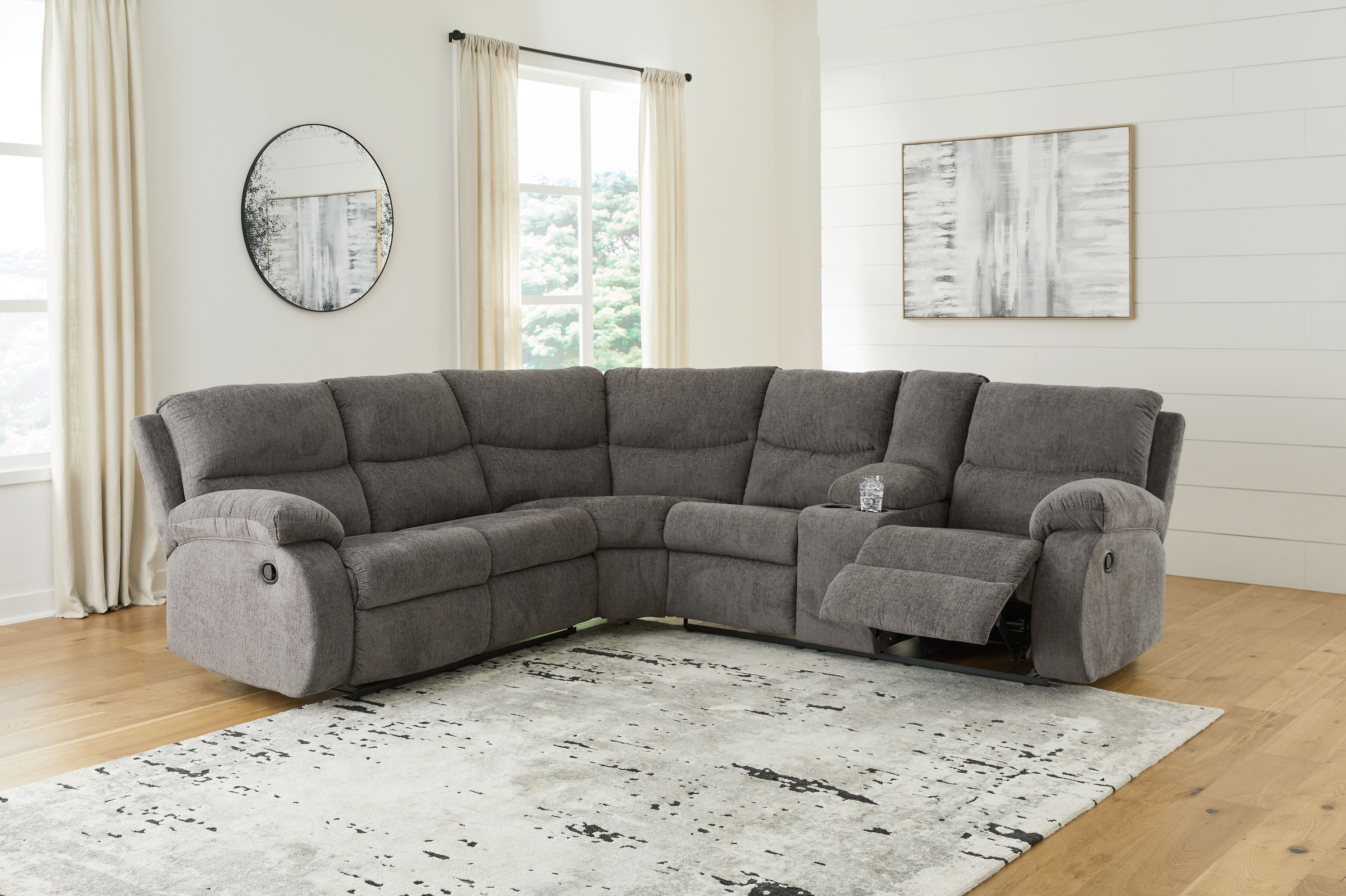 Museum Gray Chenille Reclining Sectional Sofa-Signature Design by Ashley®-American Furniture Outlet