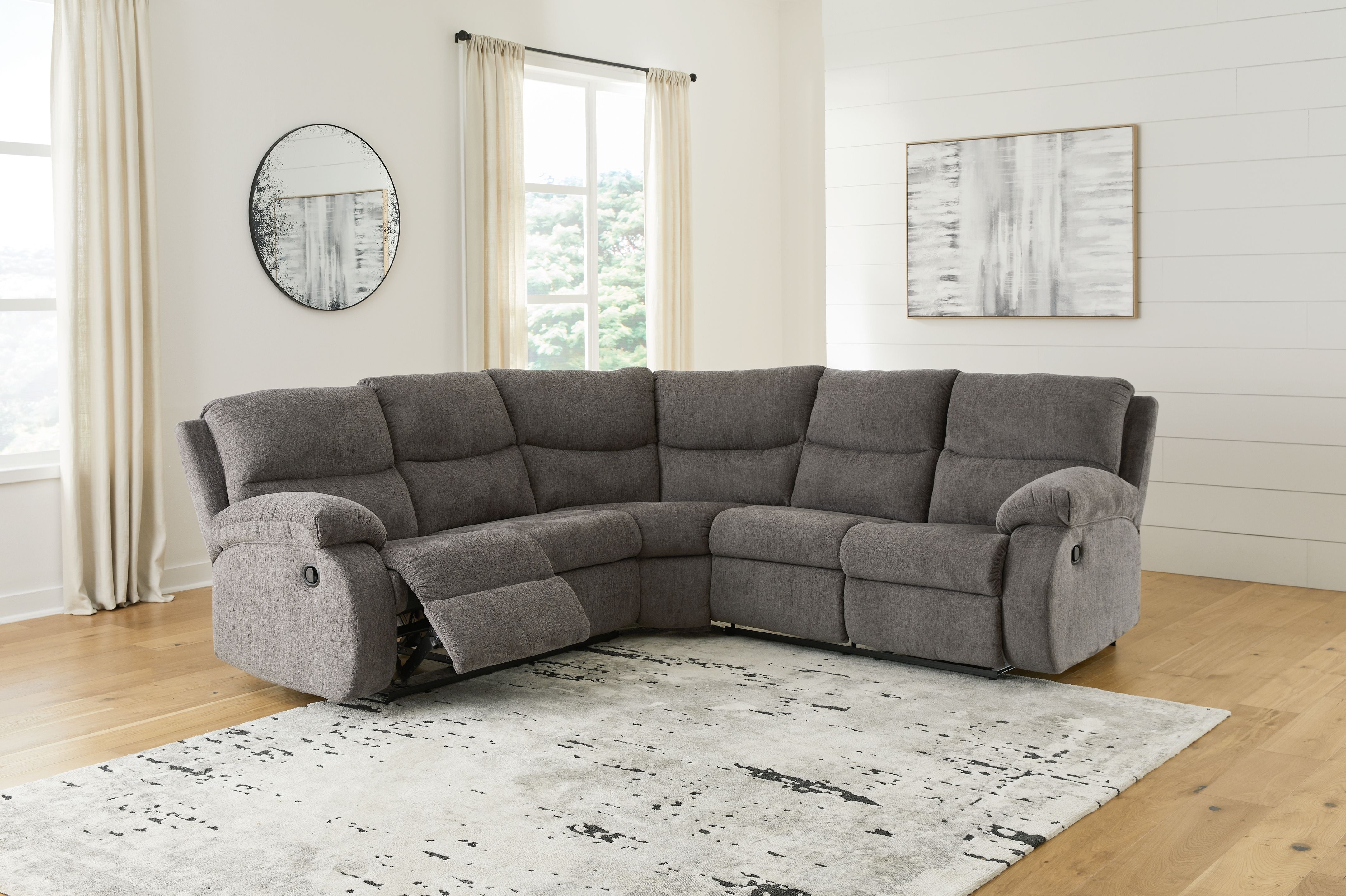 Museum Gray Chenille Reclining Sectional Sofa-Signature Design by Ashley®-American Furniture Outlet