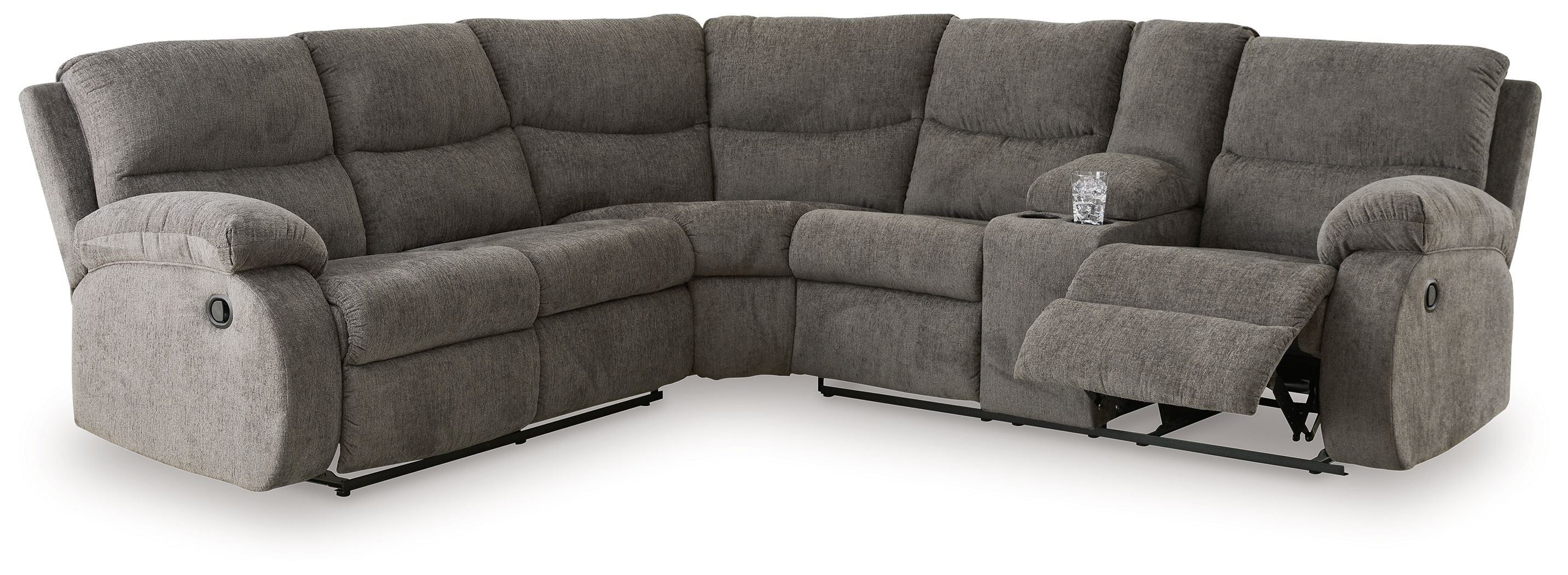 Museum Gray Chenille Reclining Sectional Sofa-Signature Design by Ashley®-American Furniture Outlet