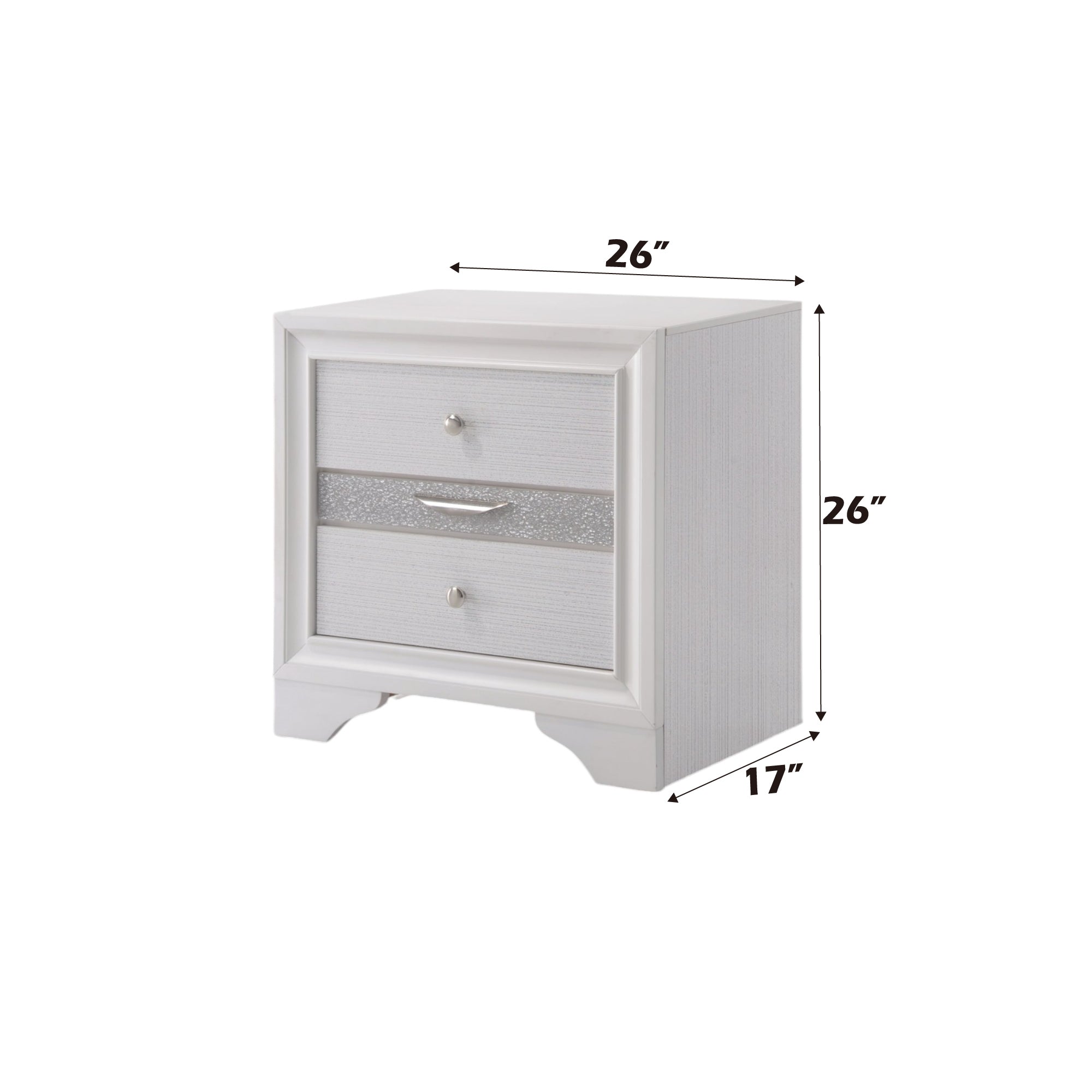 Naima White Nightstand - Modern Bedside Table-American Furniture Outlet