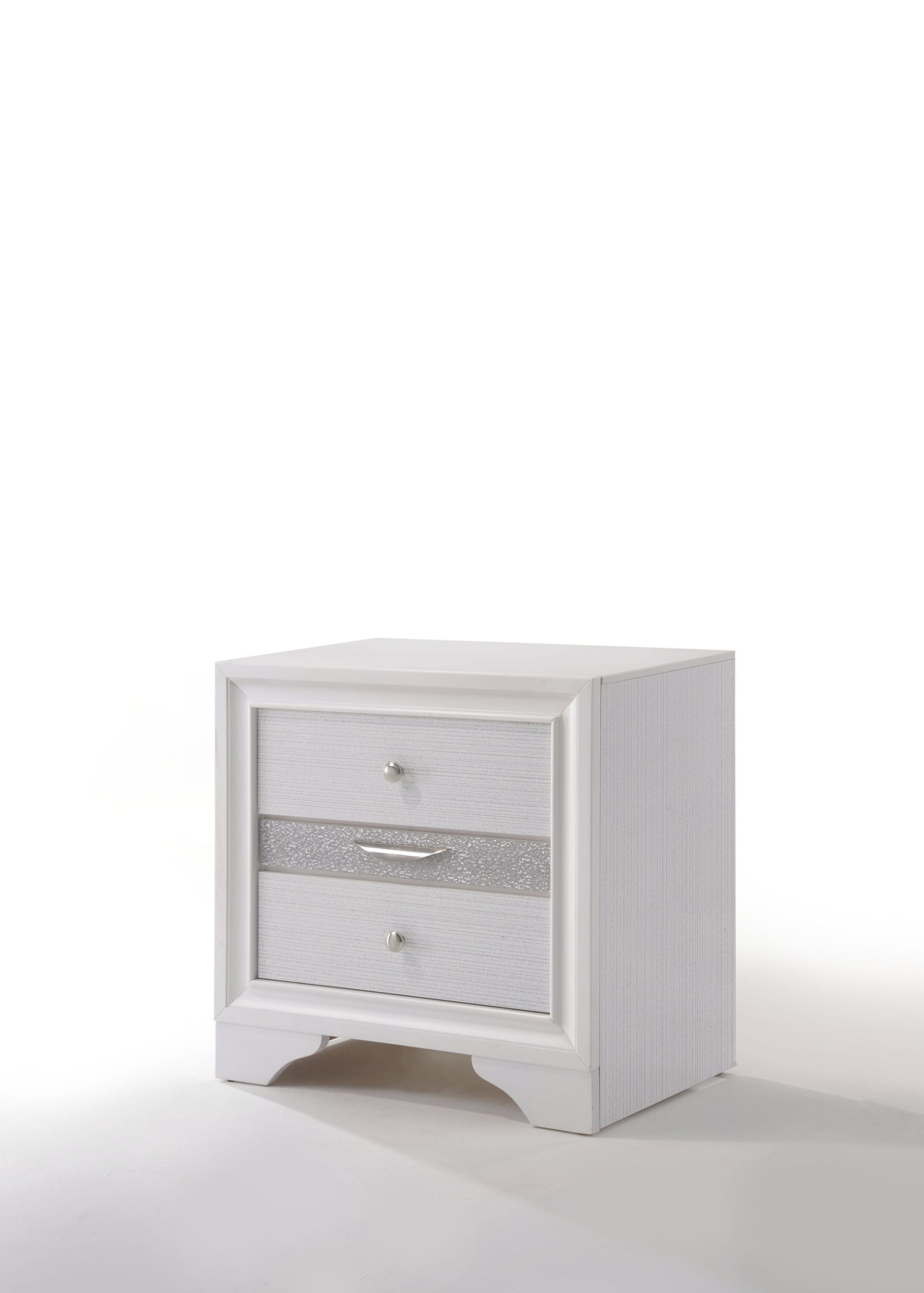 Naima White Nightstand - Modern Bedside Table-American Furniture Outlet