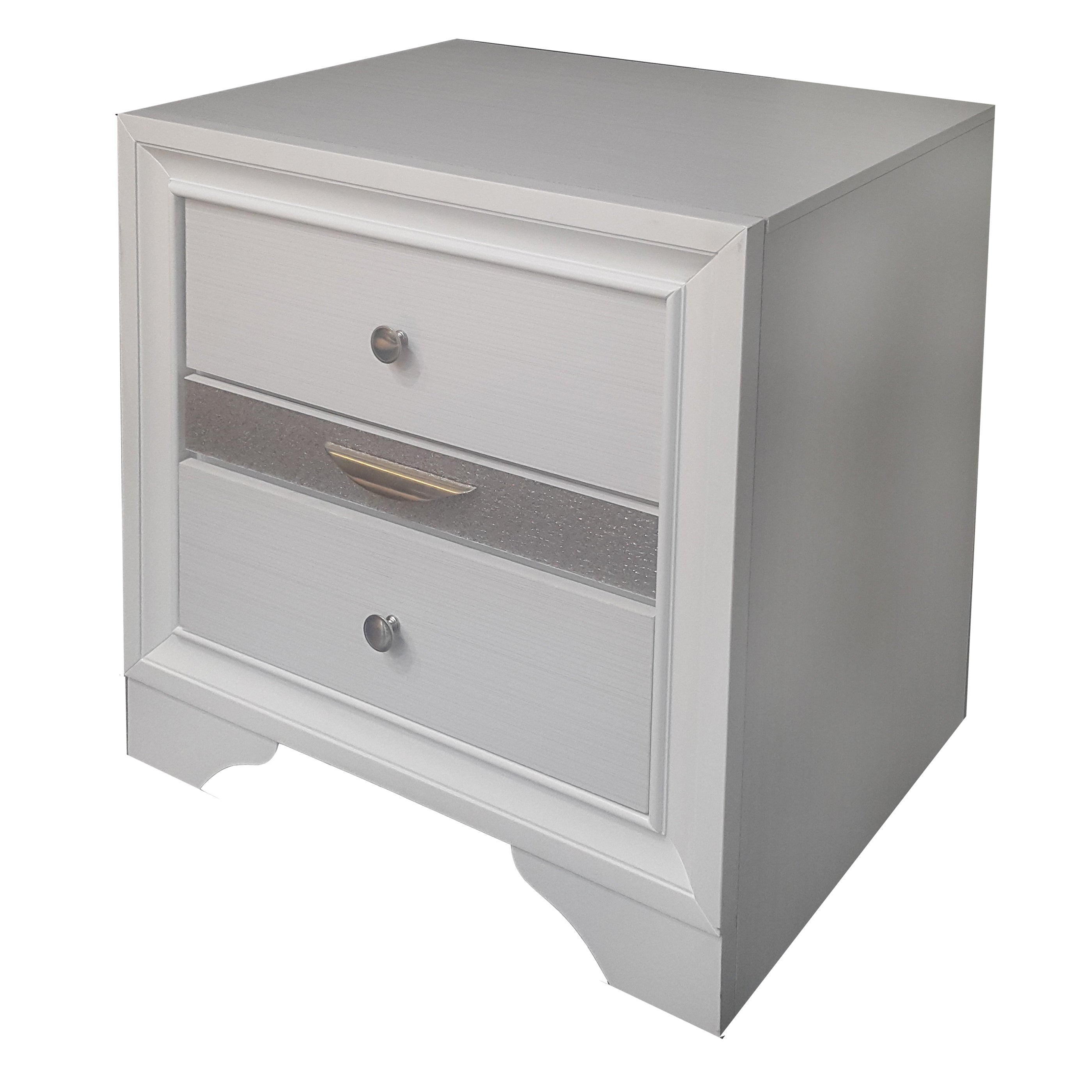 Naima White Nightstand - Modern Bedside Table-American Furniture Outlet