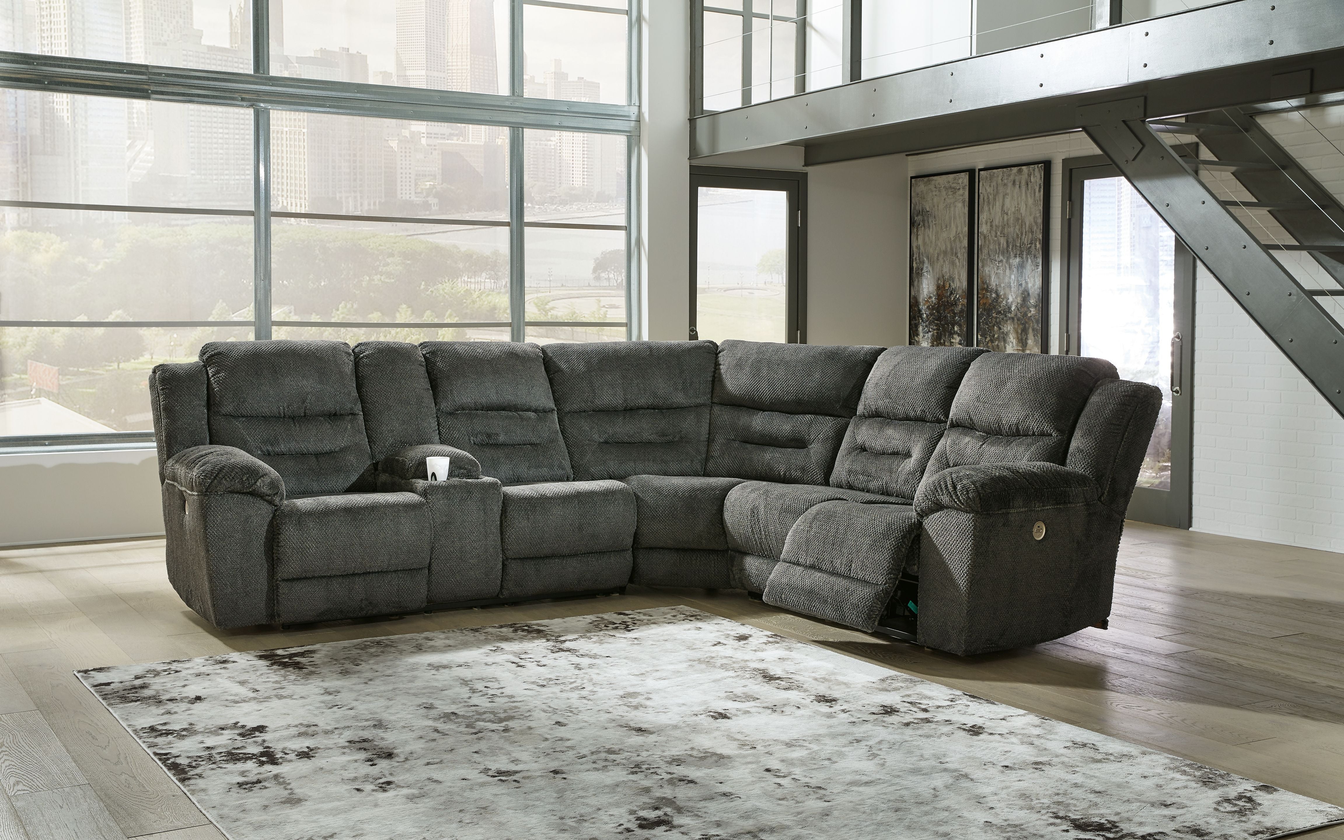 Nettington Gray Power Reclining Sectional-Signature Design by Ashley®-American Furniture Outlet