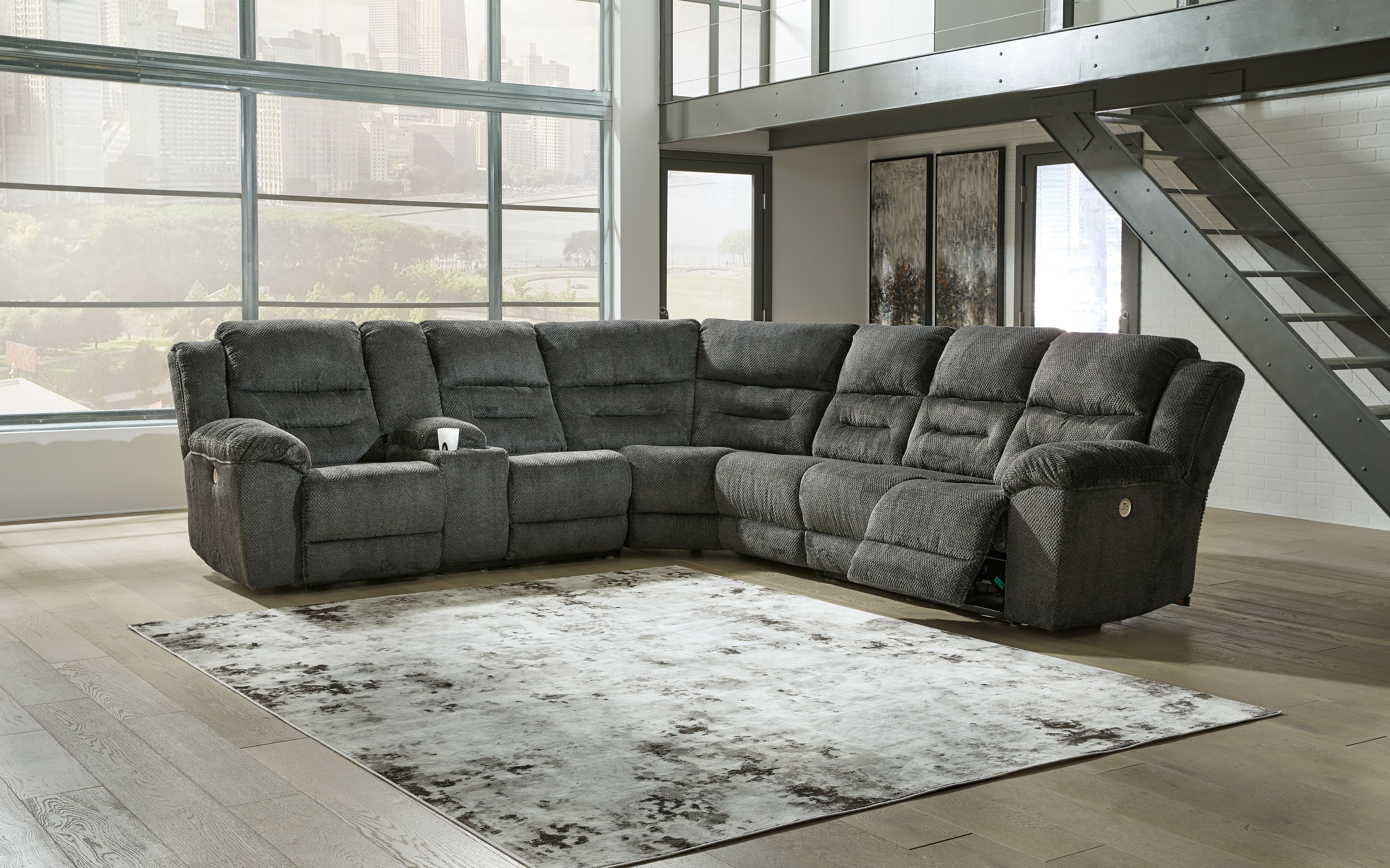 Nettington Gray Power Reclining Sectional-Signature Design by Ashley®-American Furniture Outlet