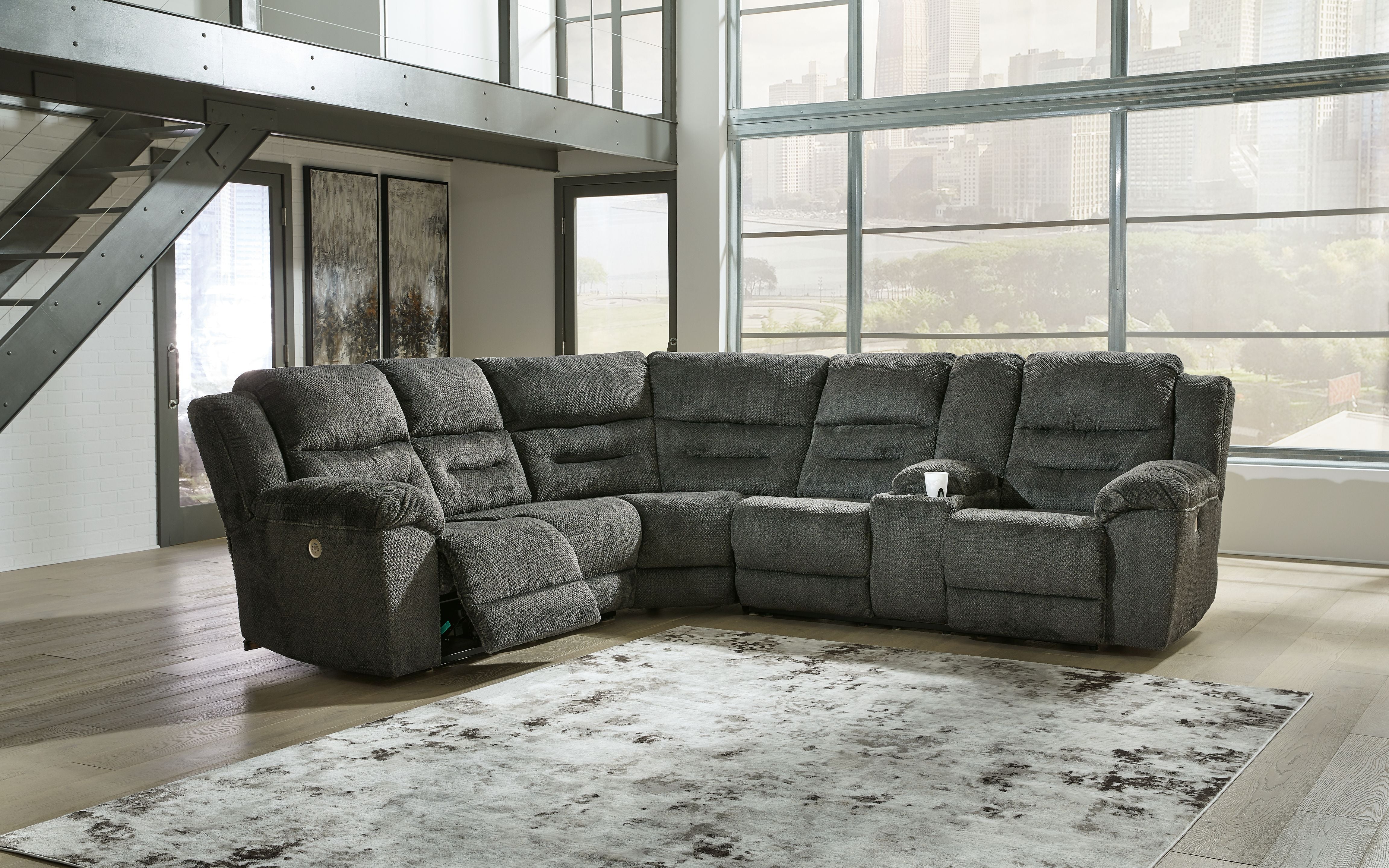 Nettington Gray Power Reclining Sectional-Signature Design by Ashley®-American Furniture Outlet