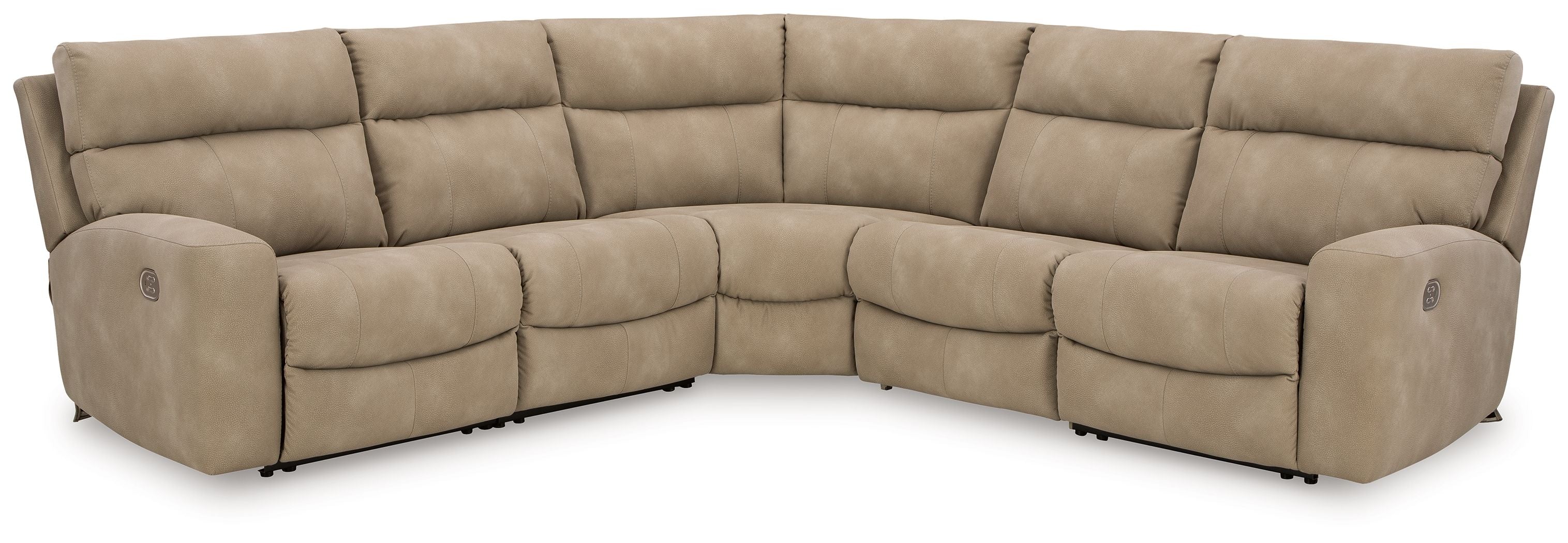 Light sand corner power reclining sectional with cushioned arms and seat backs