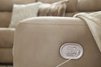 Light beige power recliner backrest with built-in buttoned power controls