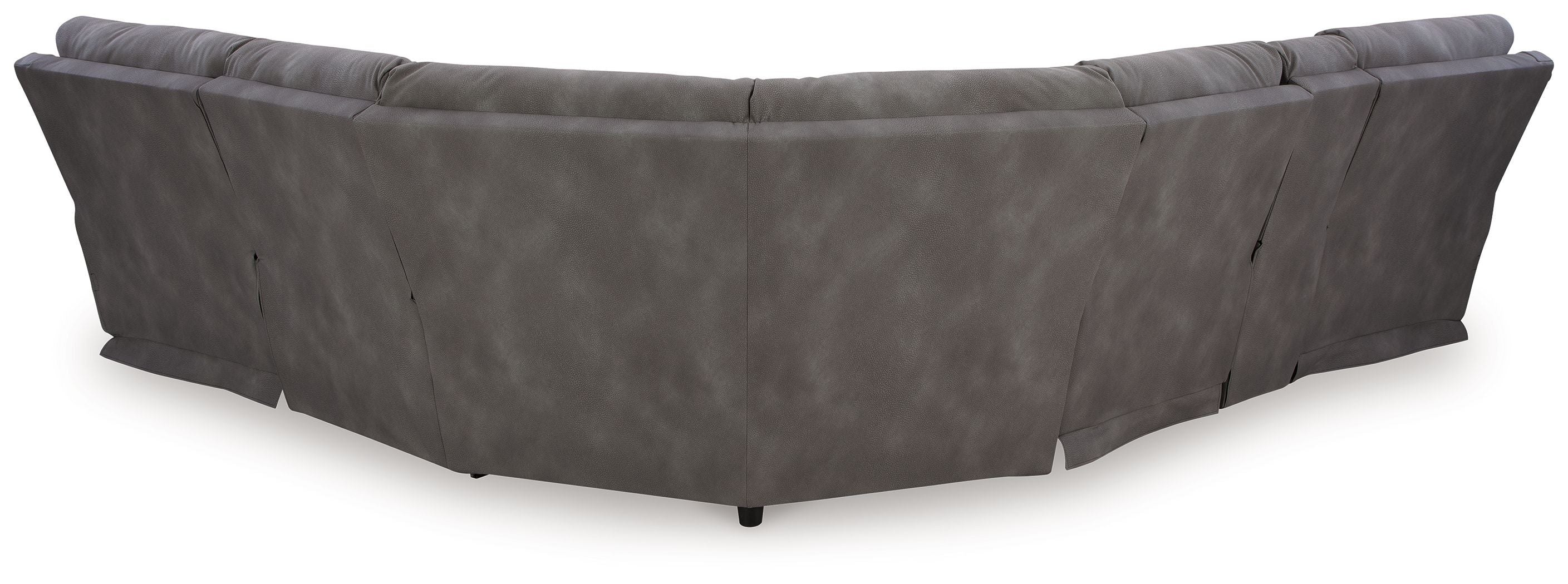 Dark gray power reclining sectional with corner chaise and deep tufted back