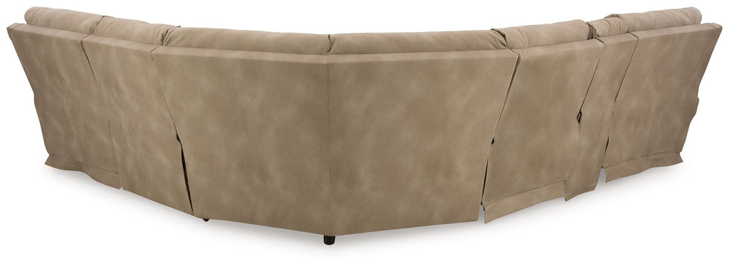 Light beige sectional base with segmented seat cushions and padded armrests