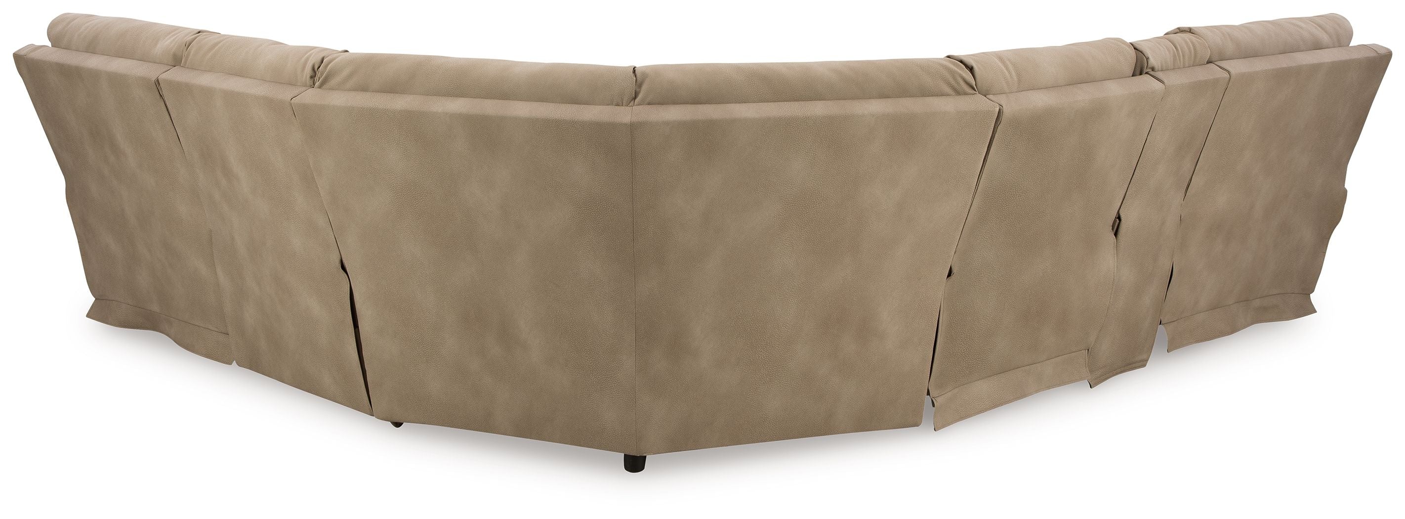 Light beige sectional base with segmented seat cushions and padded armrests