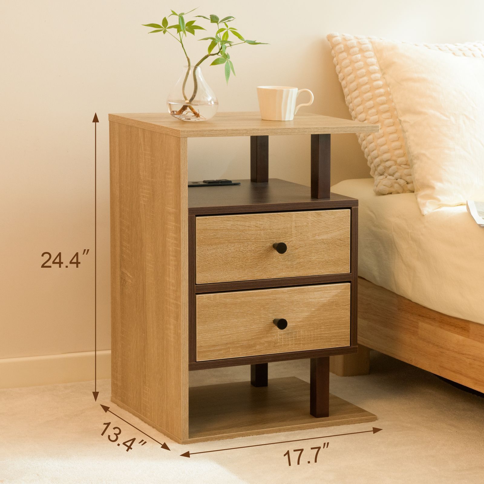 Nightstand w/ Charging Station & Drawers-American Furniture Outlet