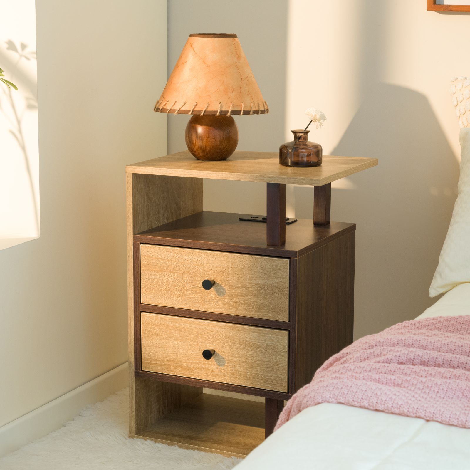 Nightstand w/ Charging Station & Drawers-American Furniture Outlet