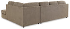 Putty sectional sofa with chaise, track arms, and boxy back cushions