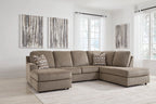 Putty sectional sofa with left chaise and square seat cushions